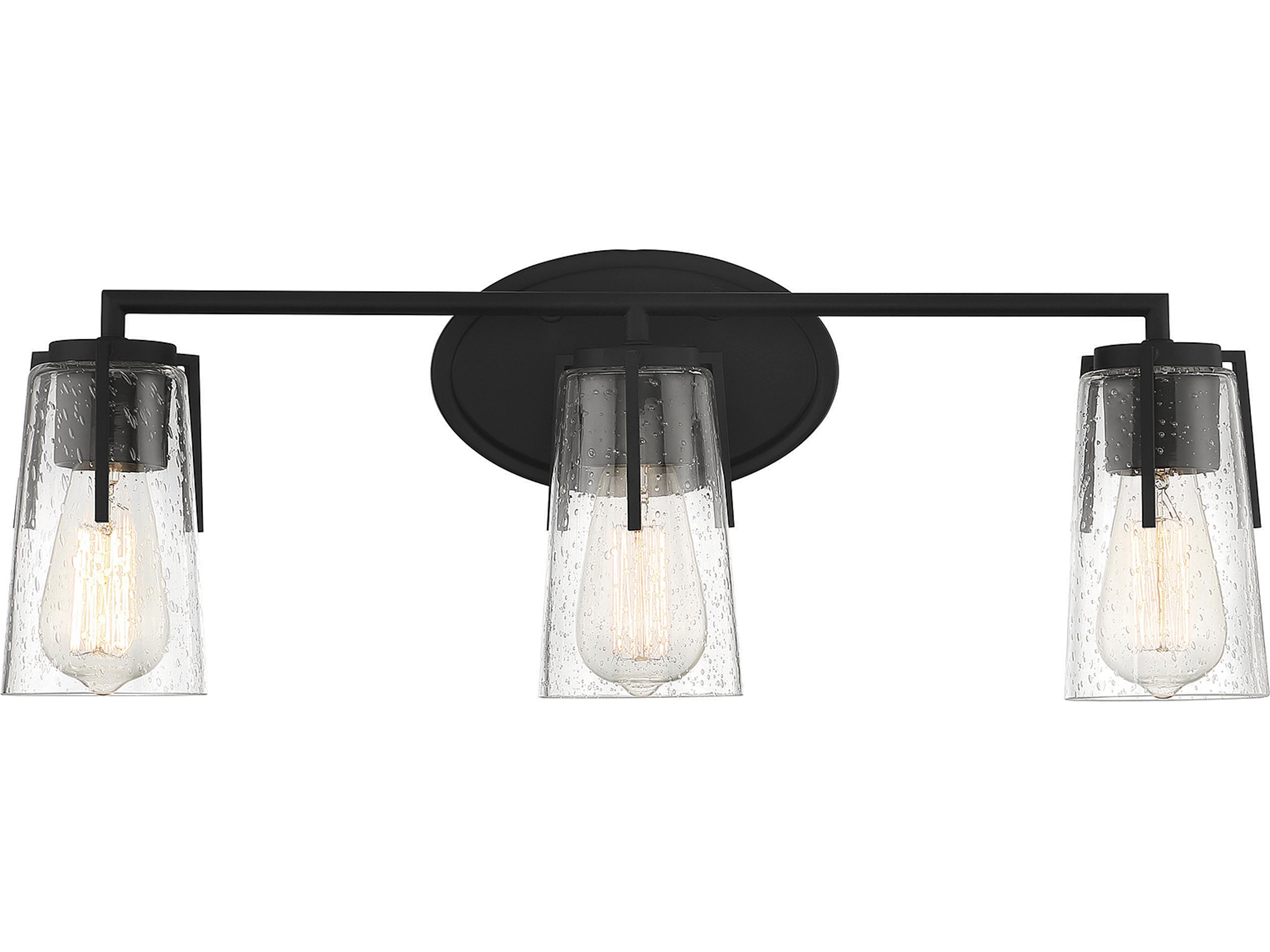 Sacremento 3-Light Black Glass Vanity Light
