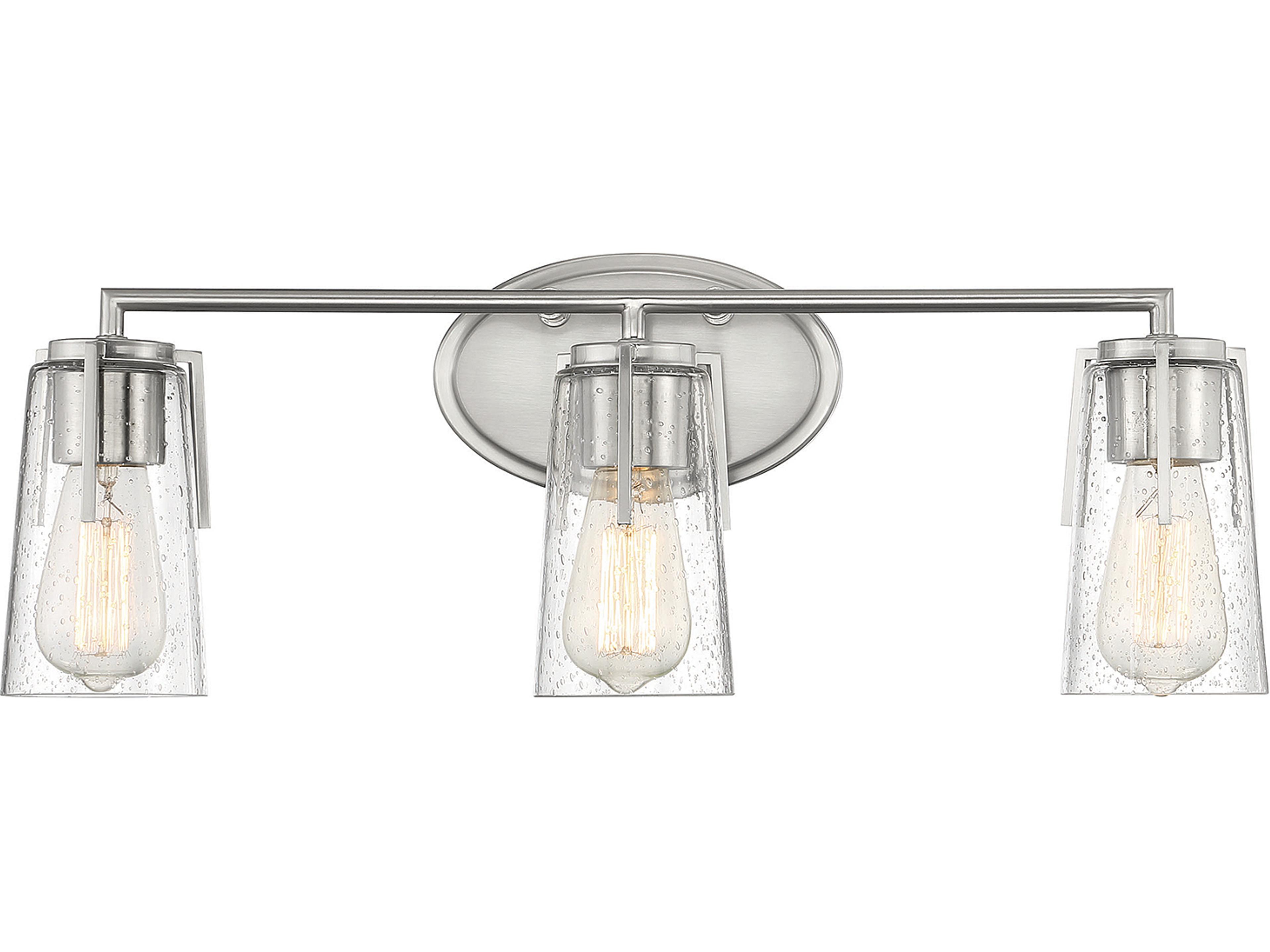 Sacremento 3-Light Satin Nickel Glass Vanity Light