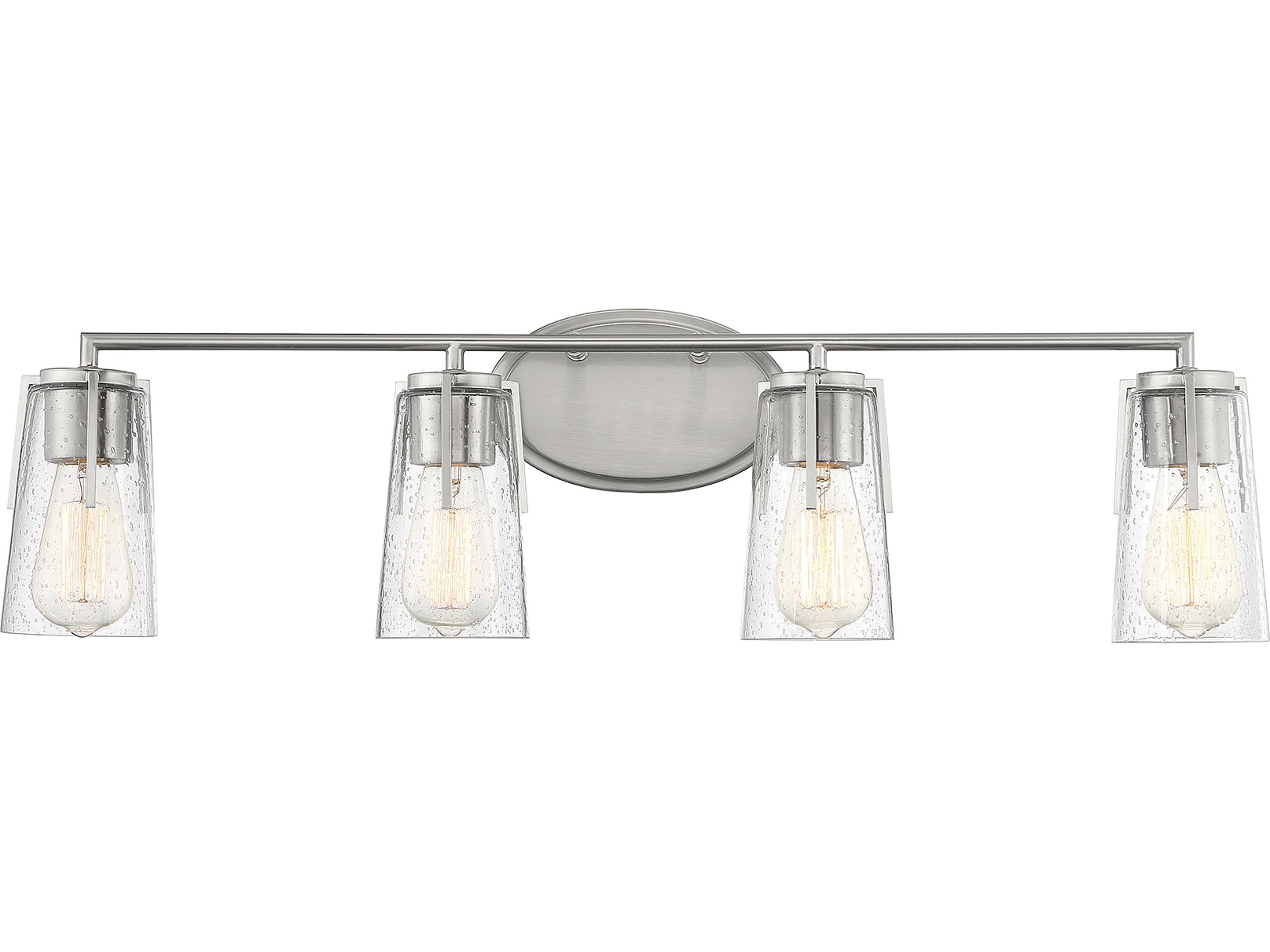 Sacremento 4-Light Satin Nickel Glass Vanity Light