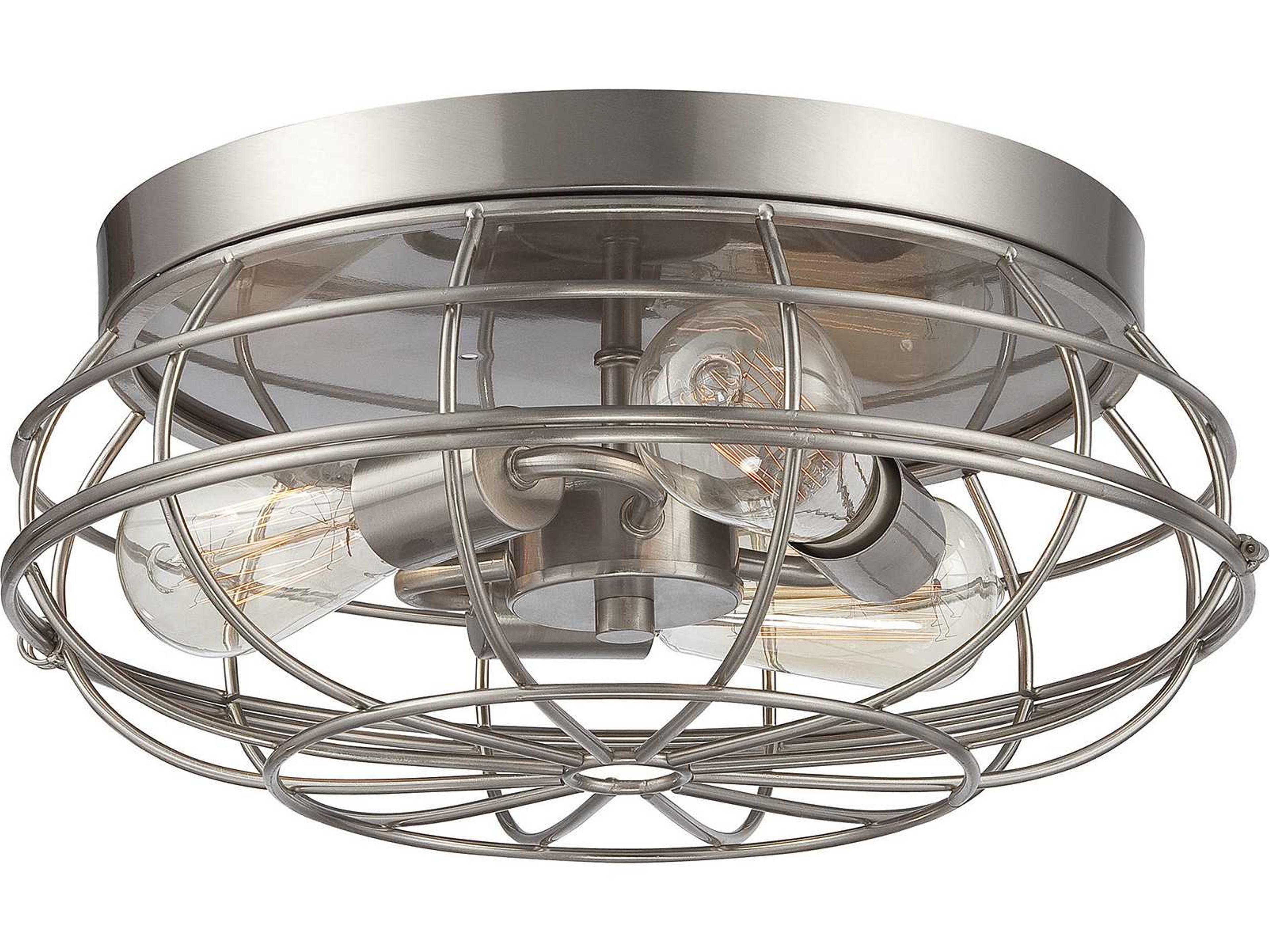 Scout 3-Light Satin Nickel Pewter Cylinder Tiered Flush Mount