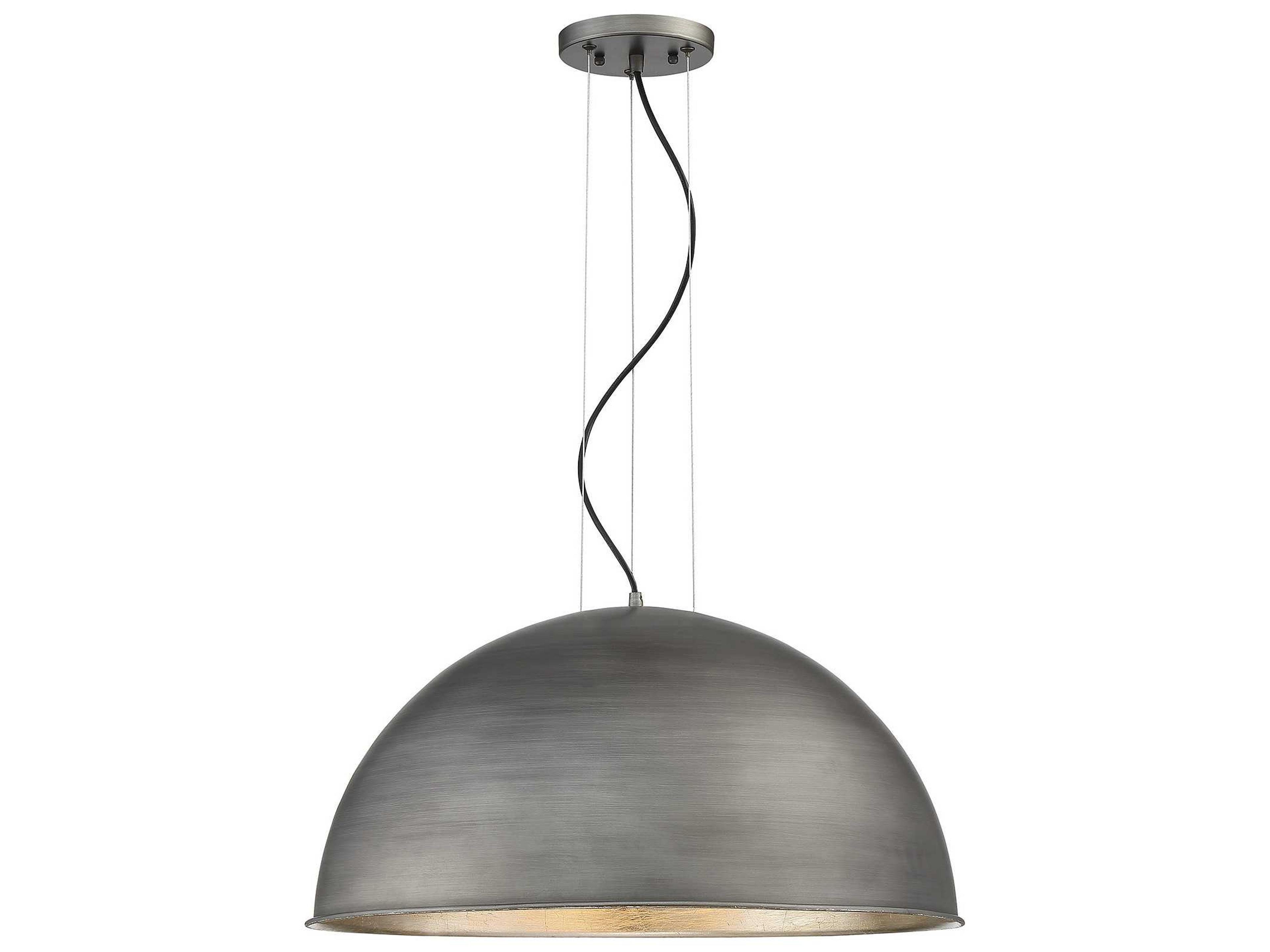 Sommerton 3-Light Rubbed Zinc Silver Leaf Gray Dome Geometric Pendant