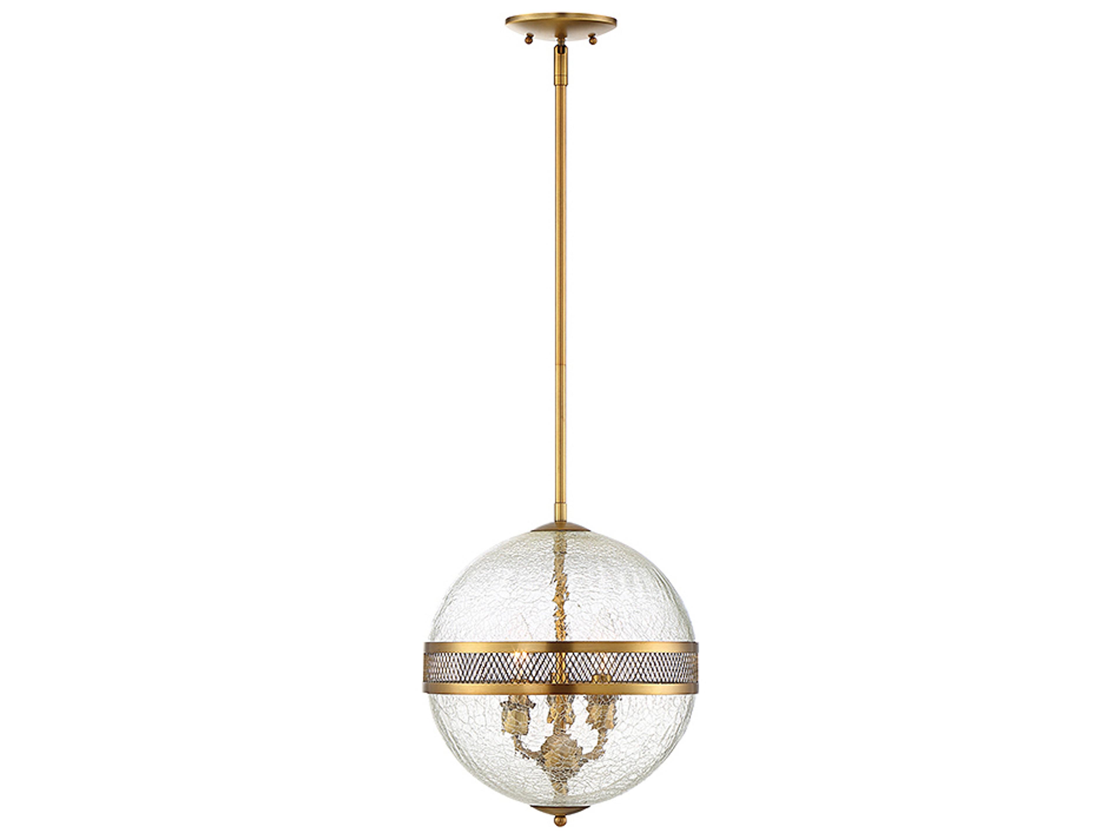 Stirling 3-Light Warm Brass Glass Geometric Globe Mini Pendant