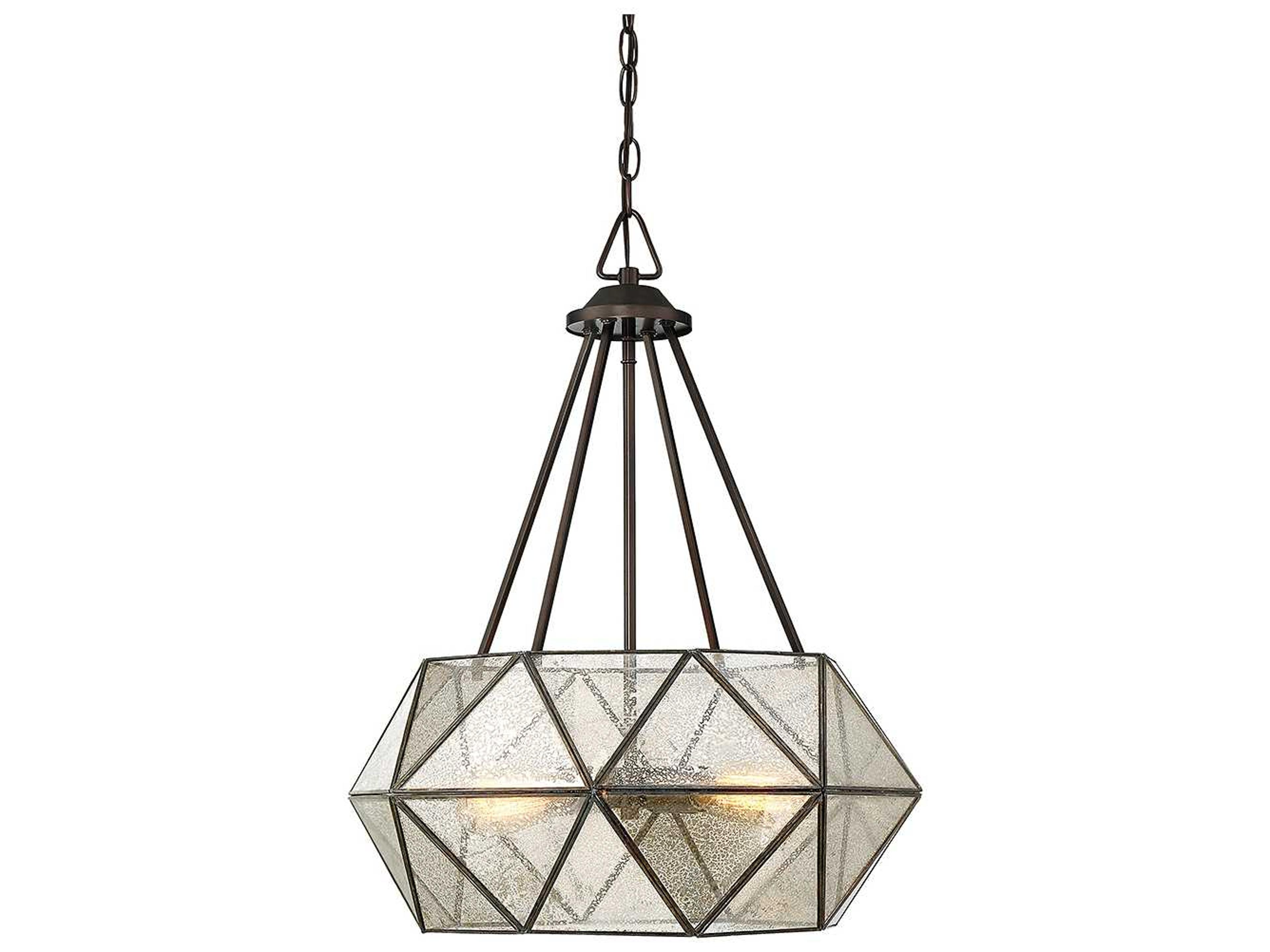 Tartan 4-Light Oiled Burnished Bronze Glass Geometric Globe Pendant