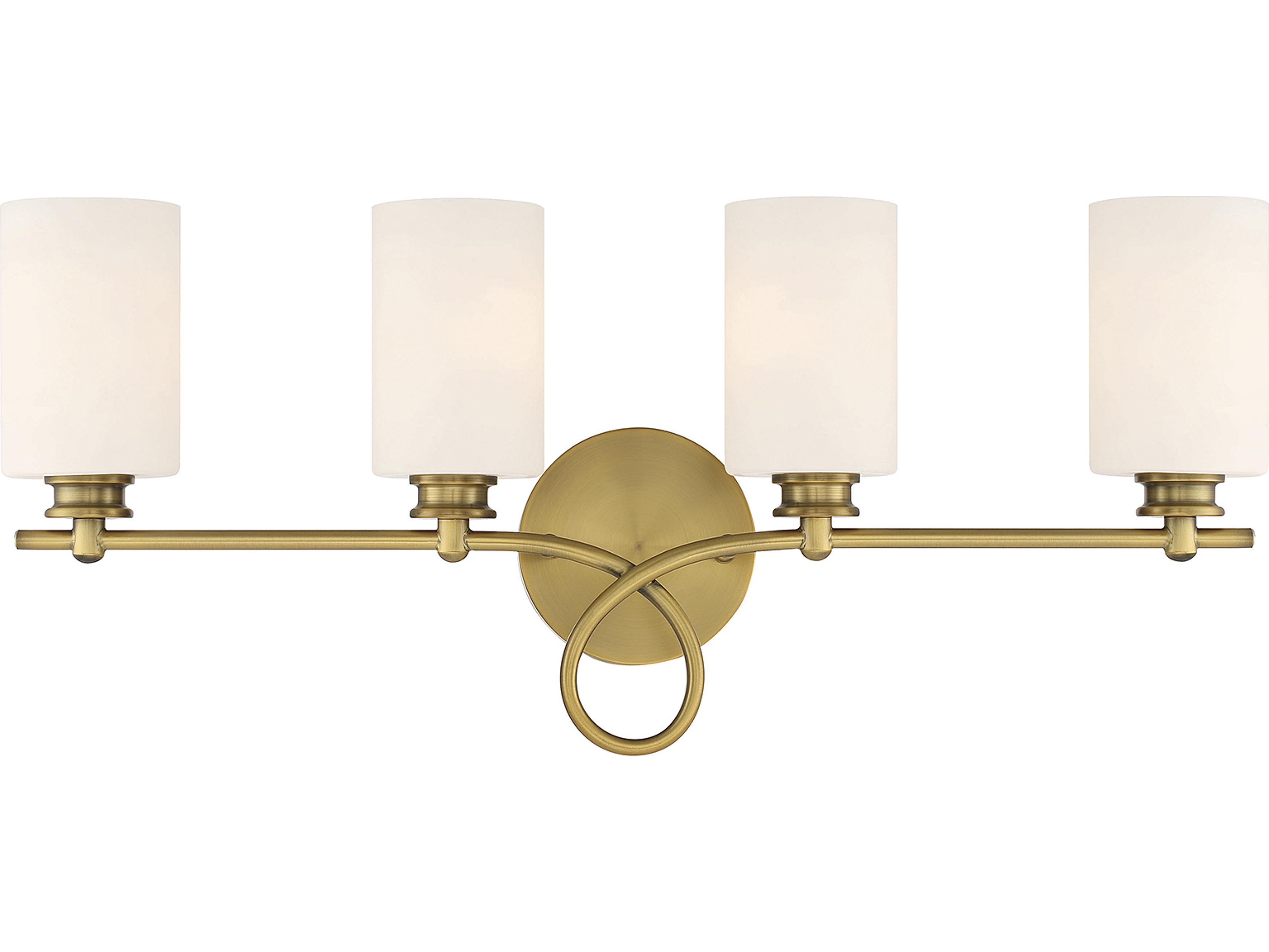 Woodbury 4-Light Warm Brass Glass Vanity Light