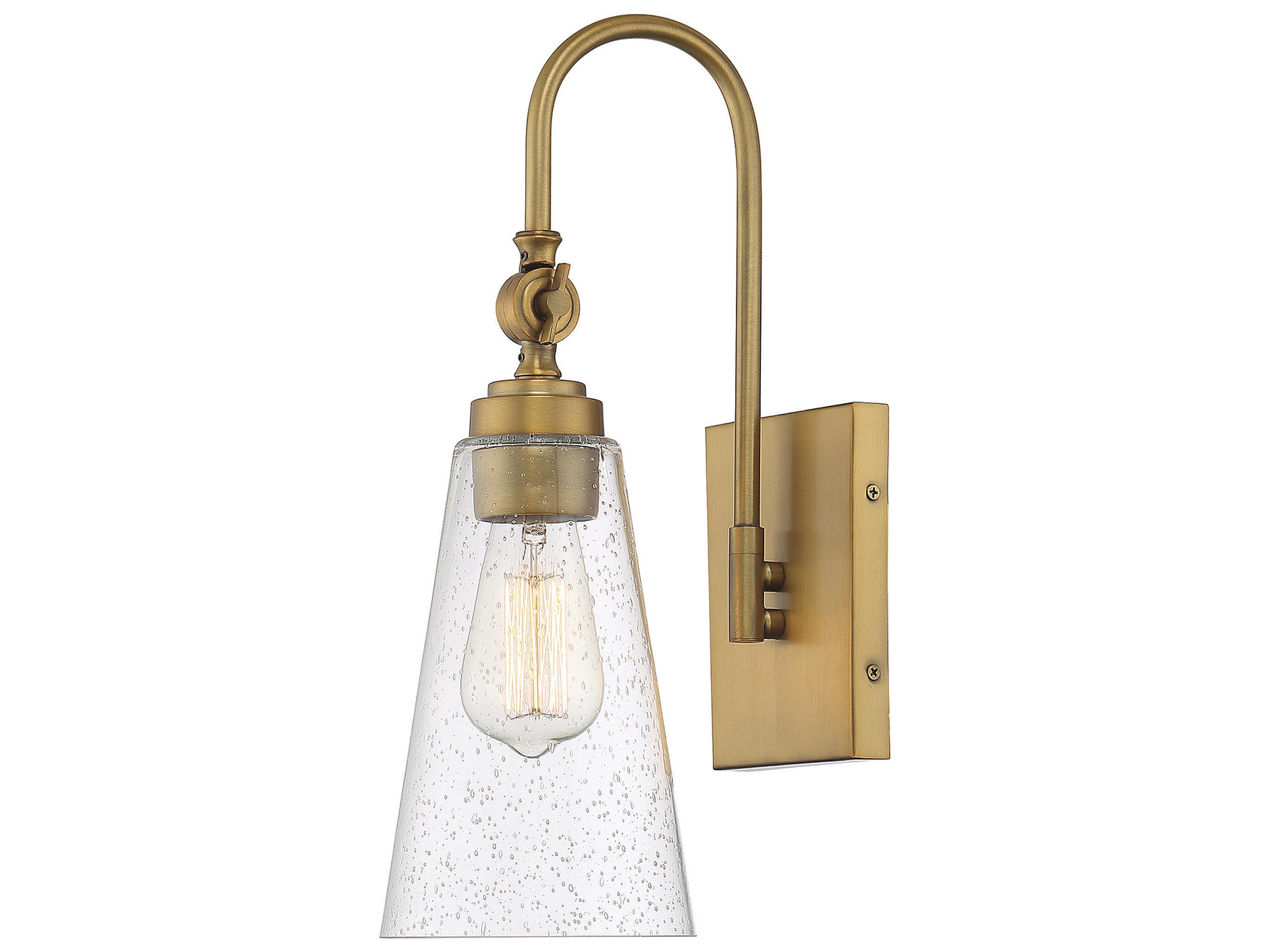 York 1-Light Warm Brass Glass Wall Sconce