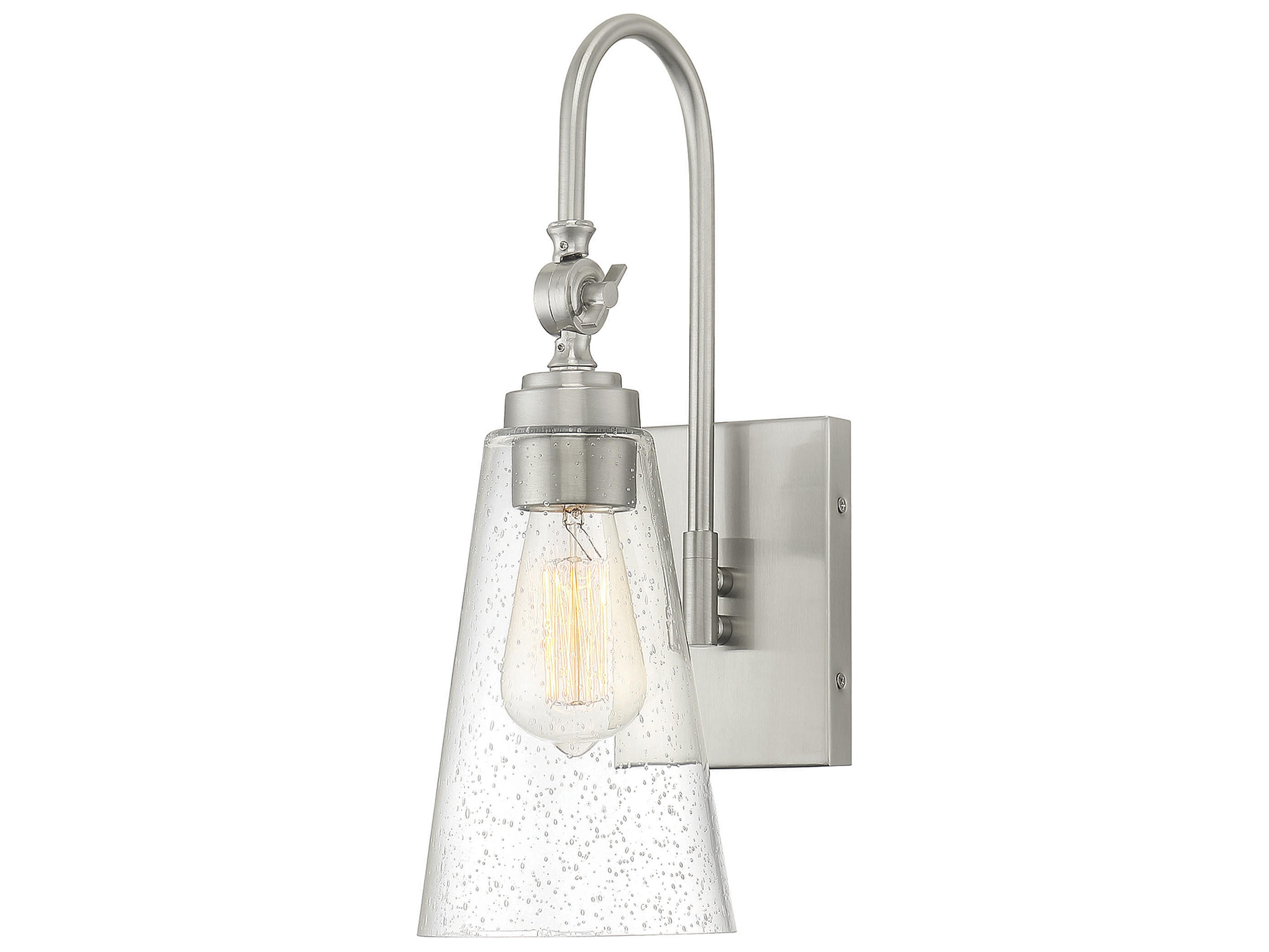 York 1-Light Satin Nickel Glass Wall Sconce