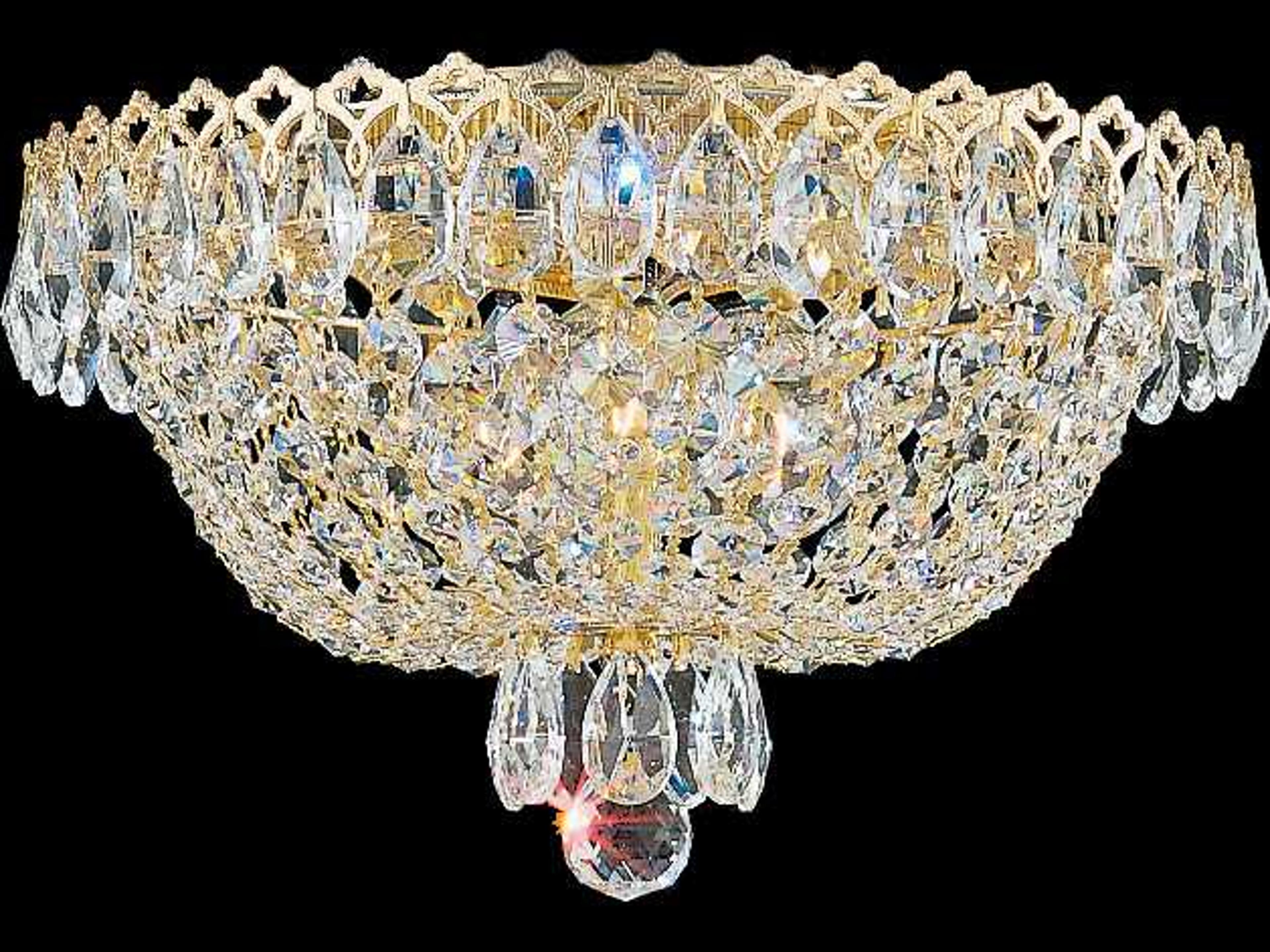 Schonbek Camelot 3-Light Gold Crystal Bowl Flush Mount