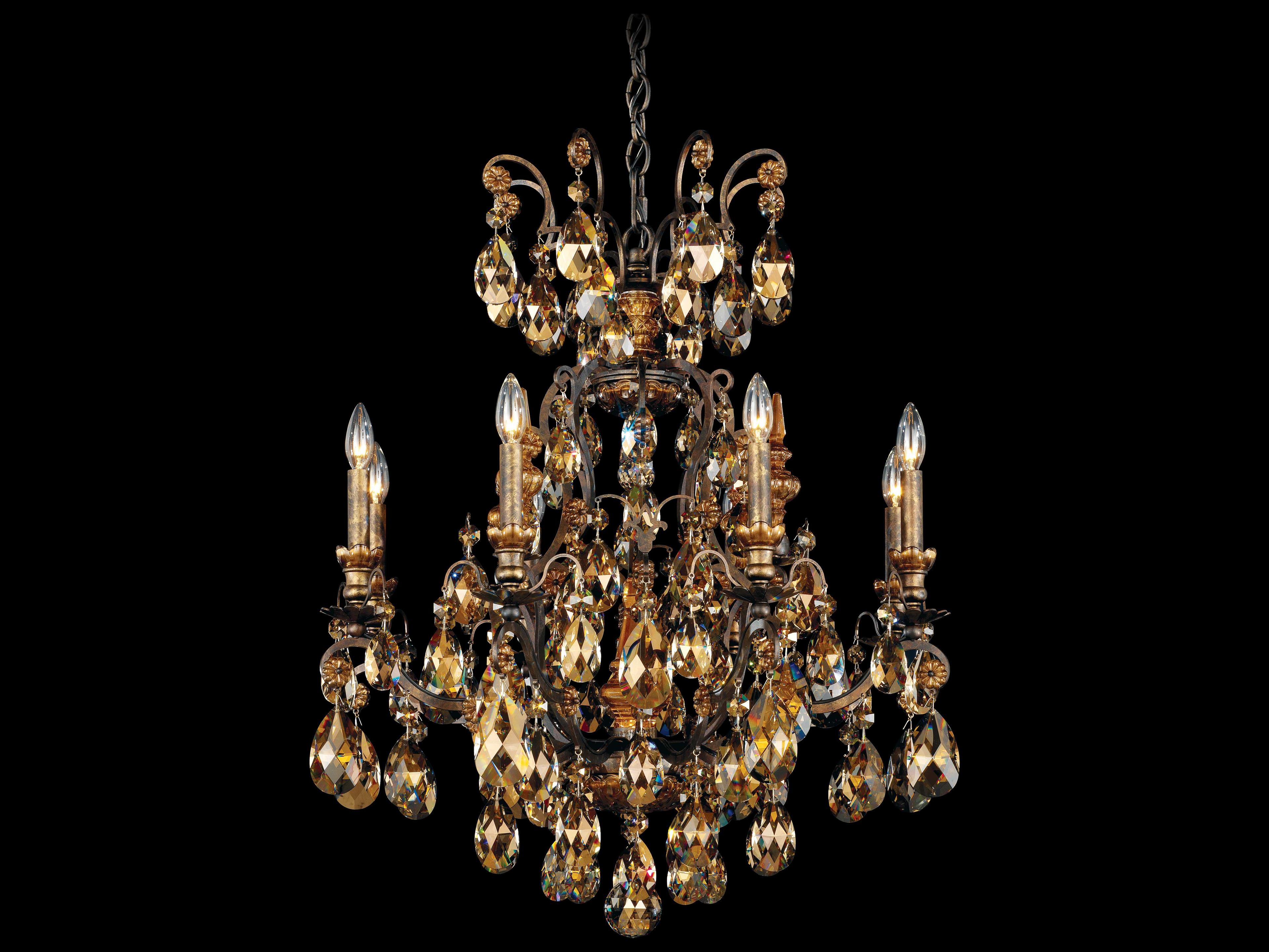 Schonbek 9-Light Bronze Crystal Candelabra Chandelier