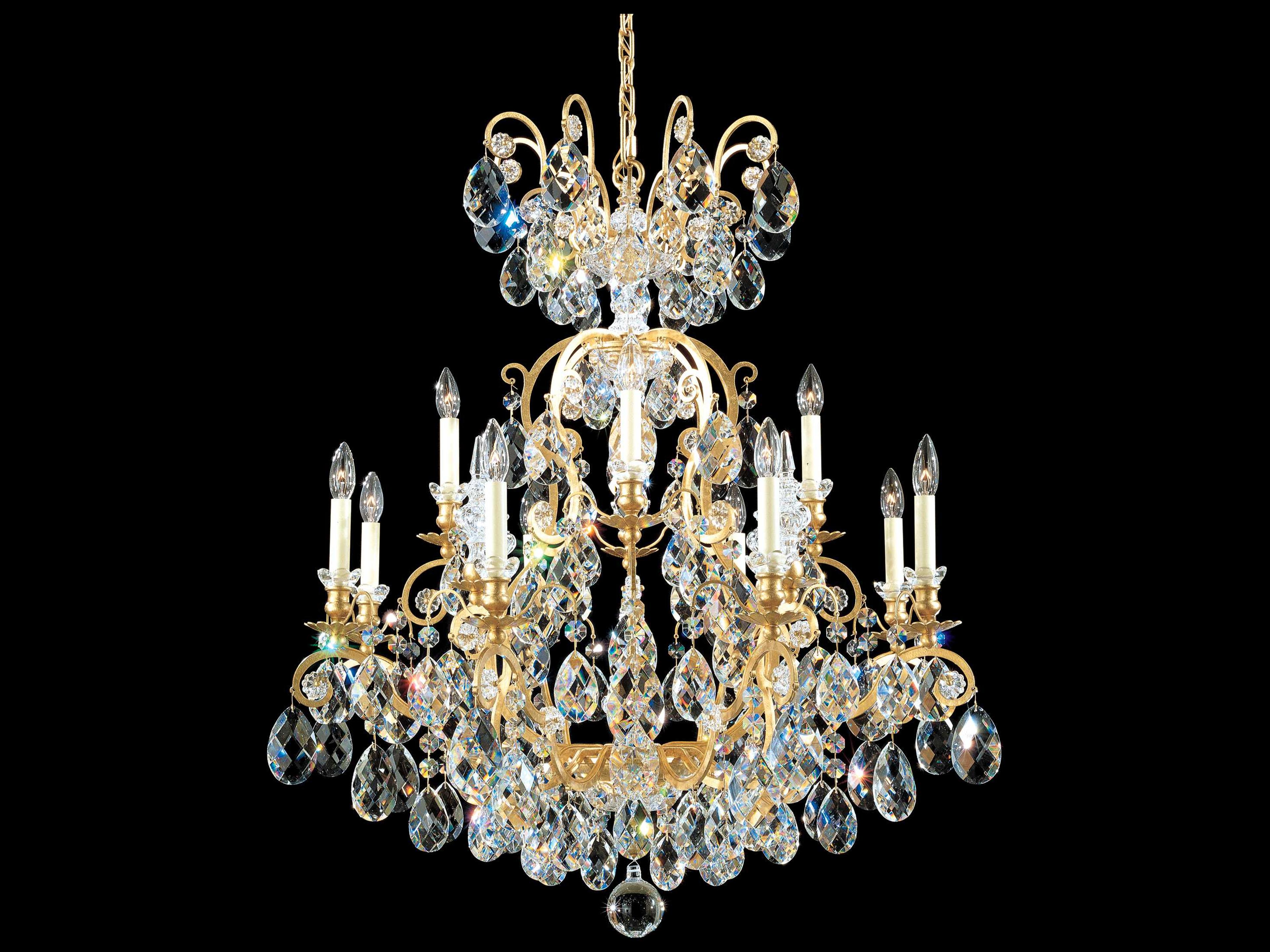 13-Light Gold Crystal Candelabra Chandelier
