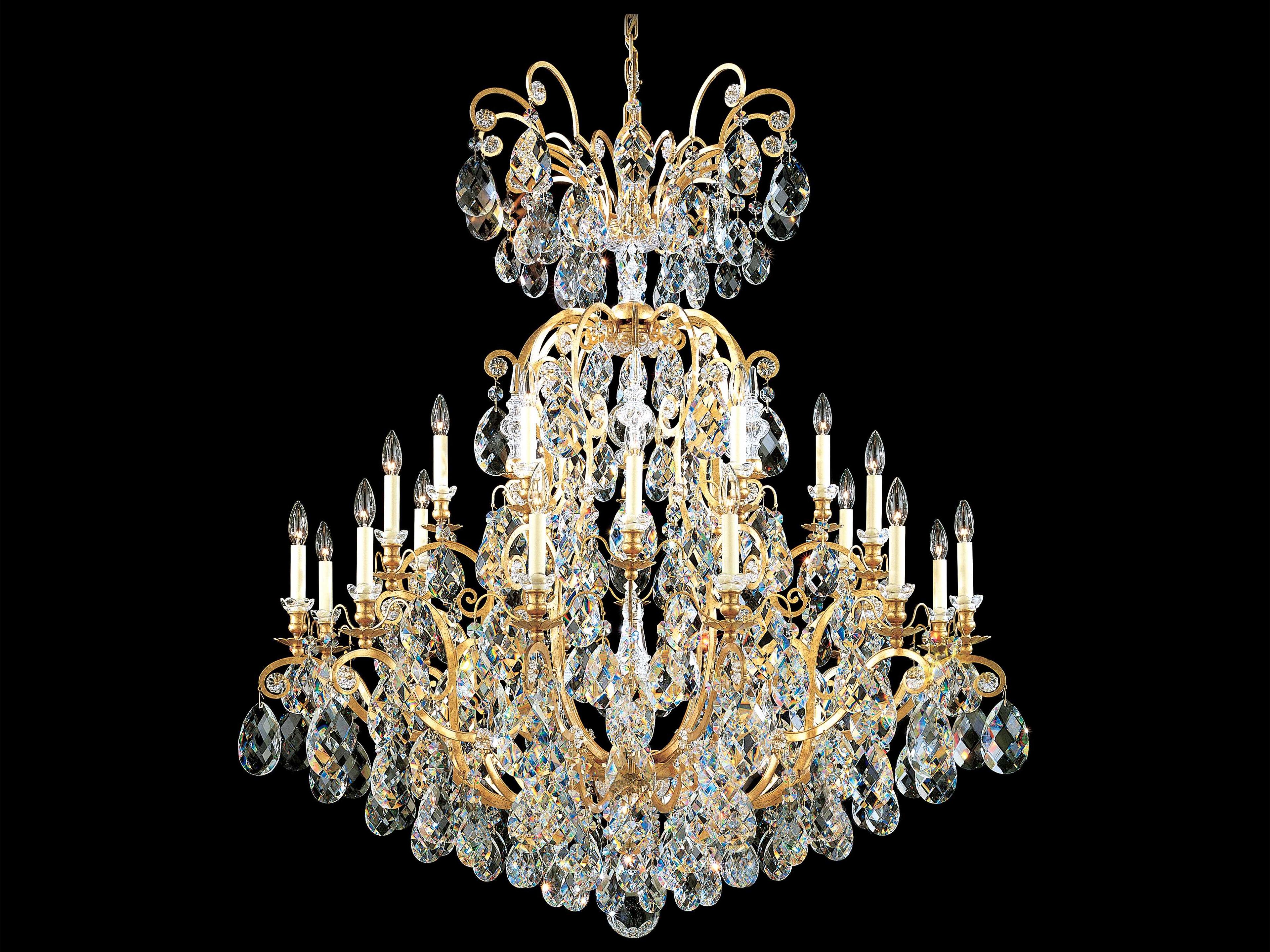 Schonbek Renaissance 25-Light Gold Crystal Candelabra Chandelier