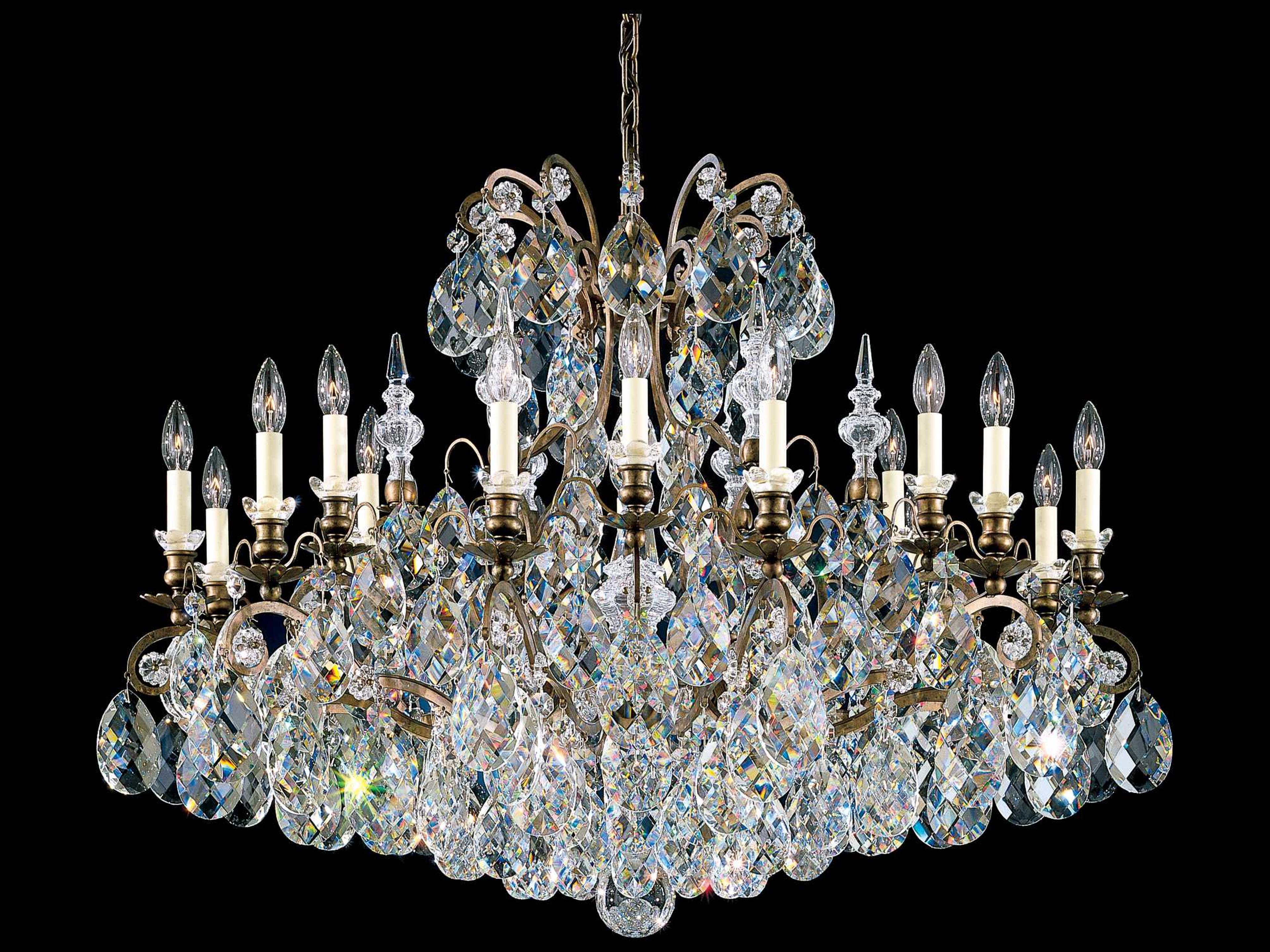 Schonbek 19-Light9-Light Gold Crystal Candelabra Chandelier