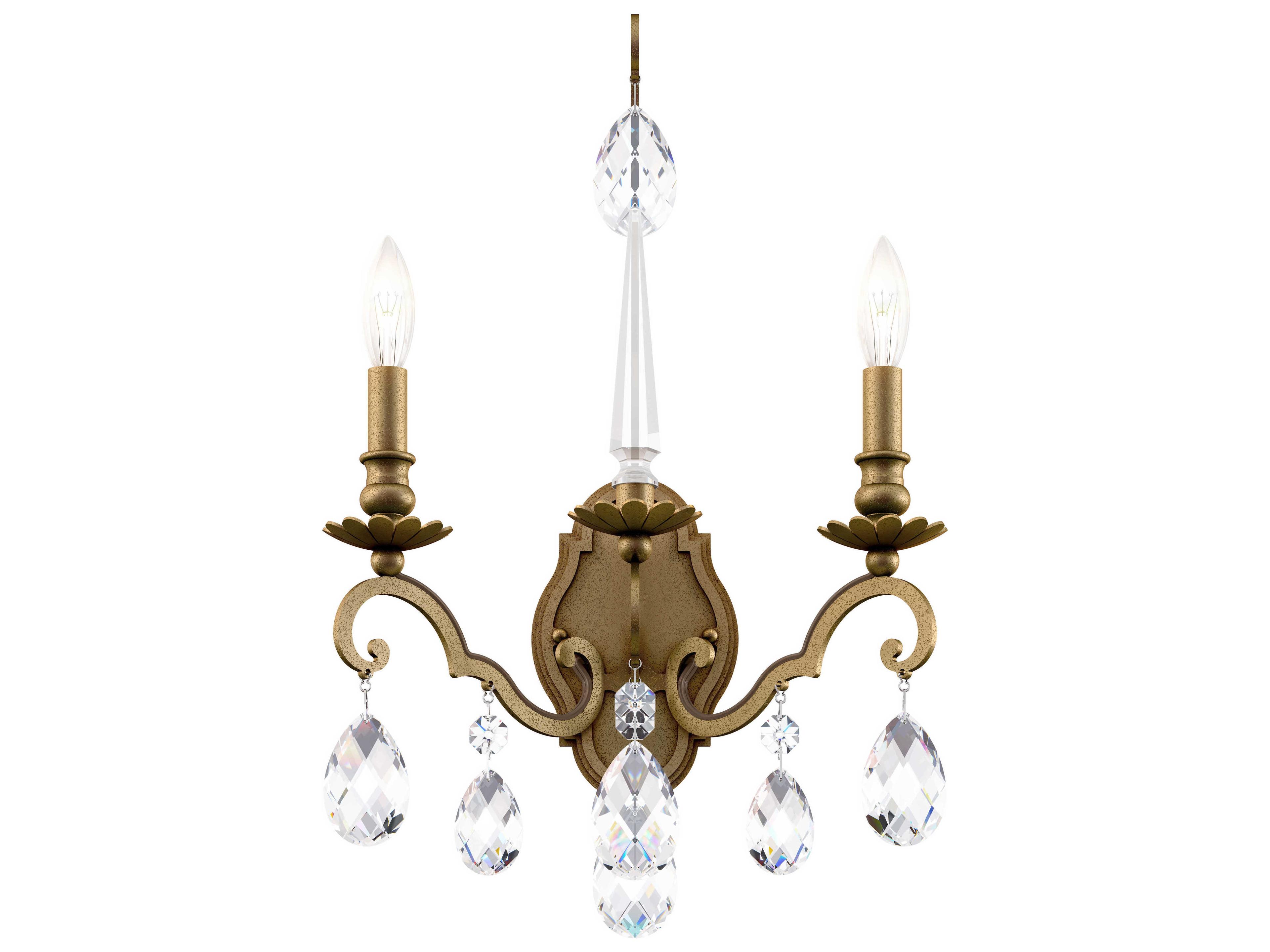 Renaissance Nouveau 2-Light Etruscan Gold Crystal Wall Sconce