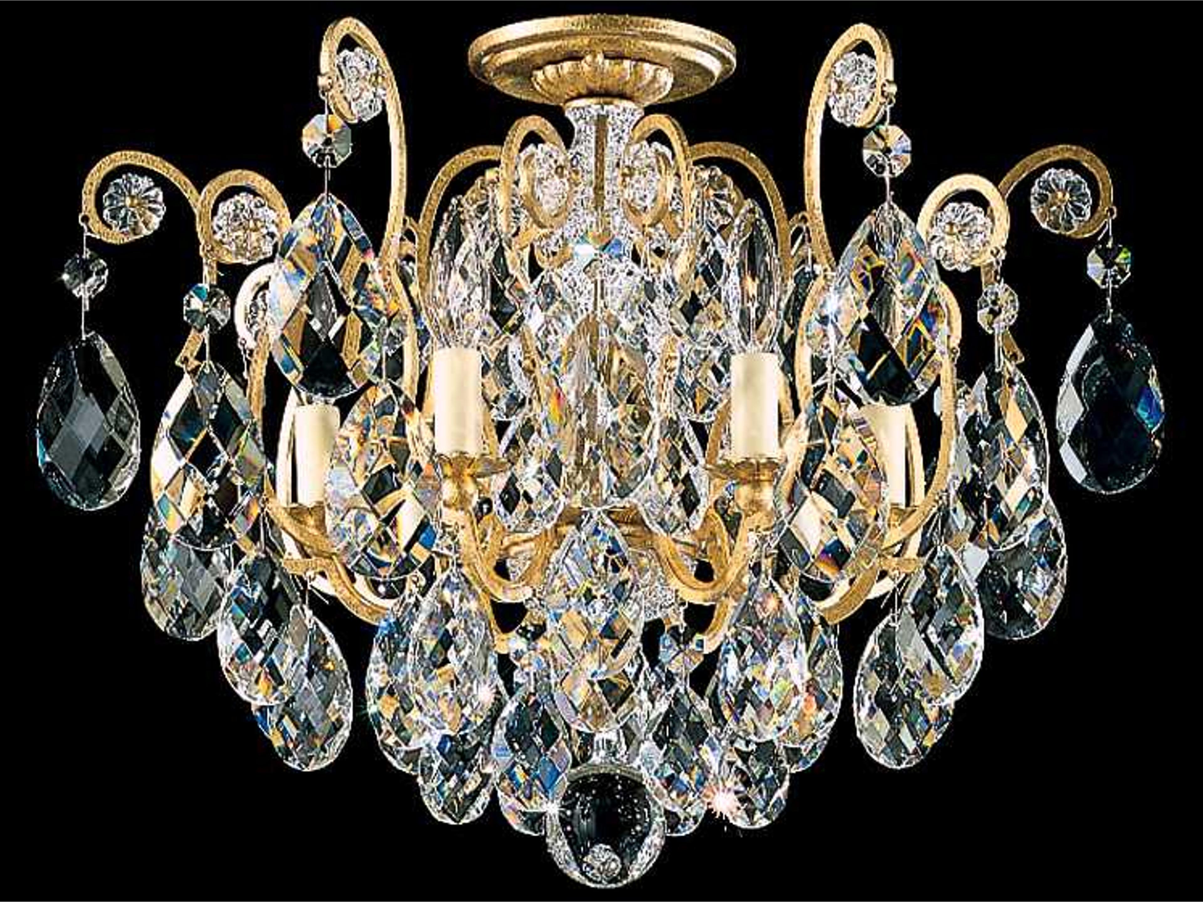 Renaissance 6-Light Gold Crystal Bowl Semi Flush Mount