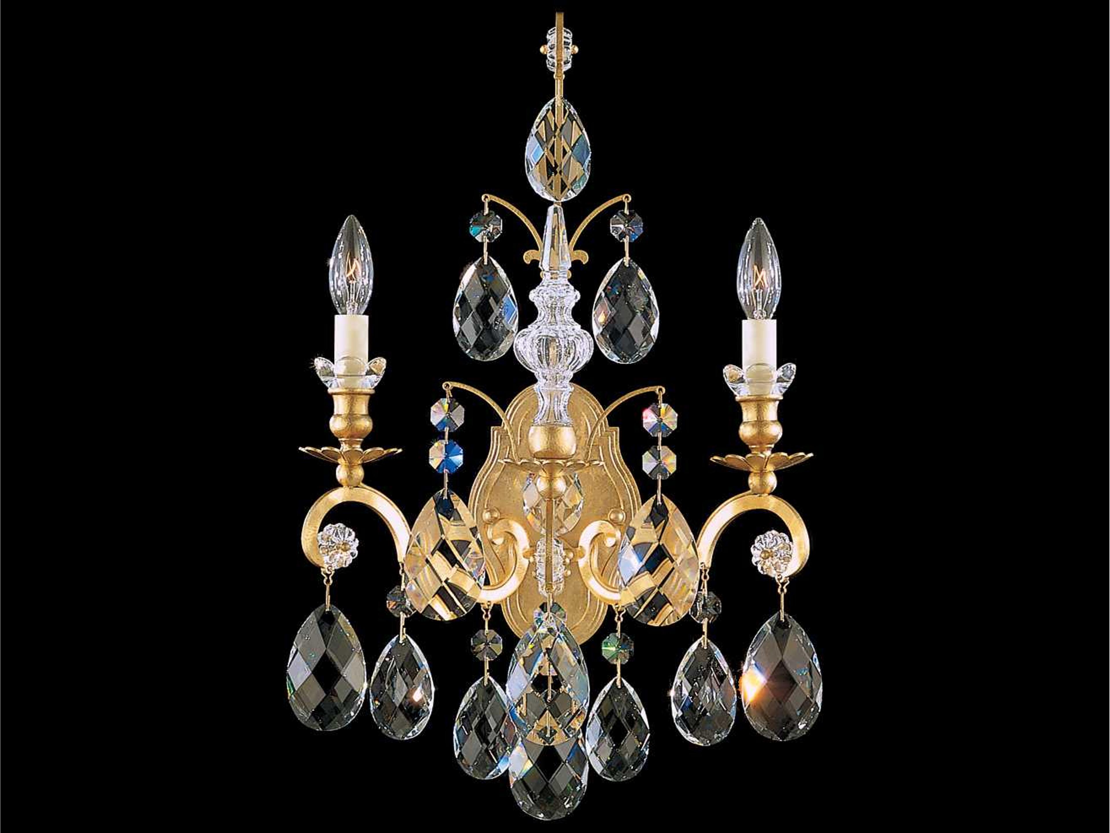 Renaissance 2-Light Gold Crystal Wall Sconce