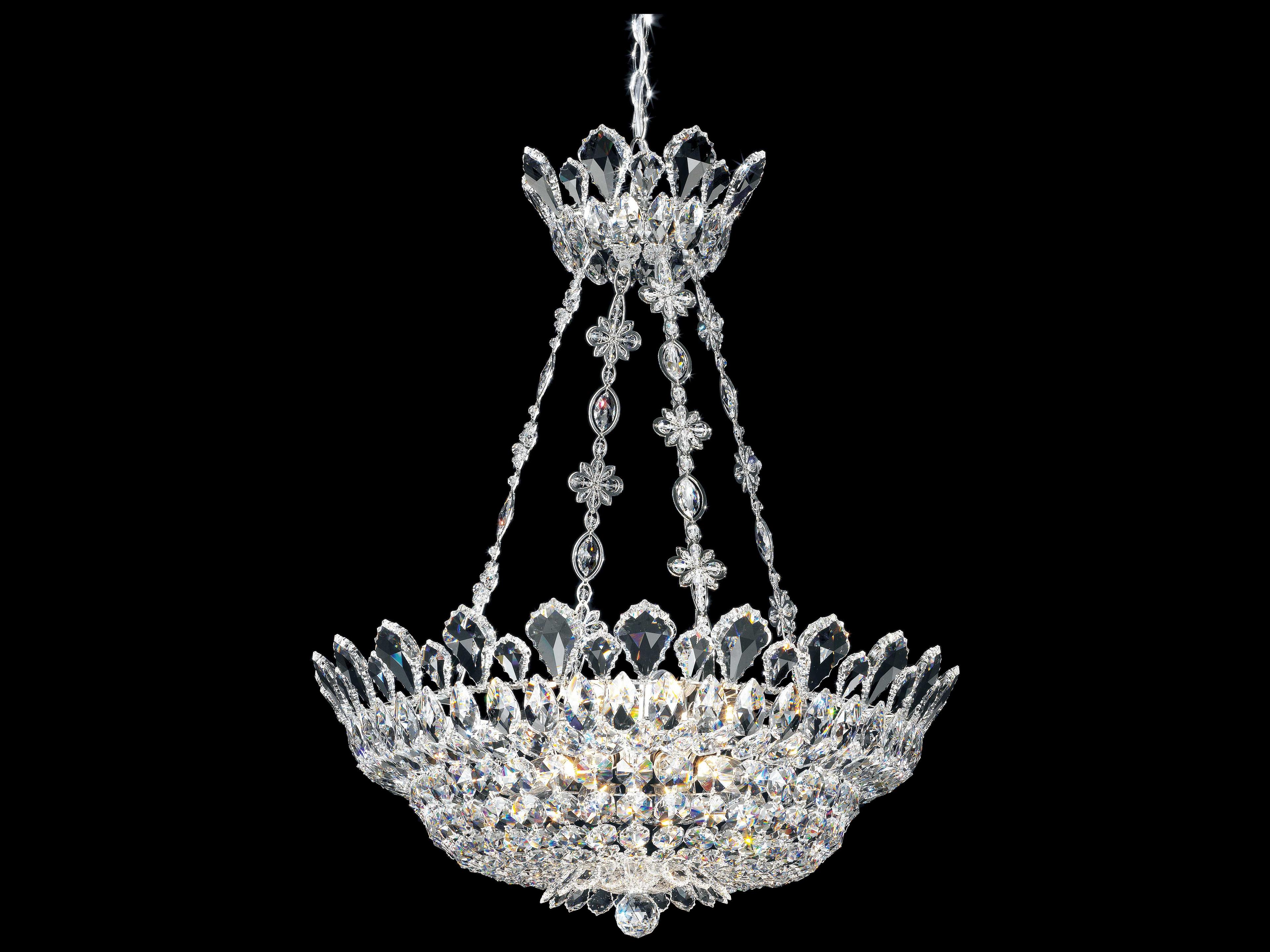 Trilliane 12-Light Silver Crystal Bowl Pendant