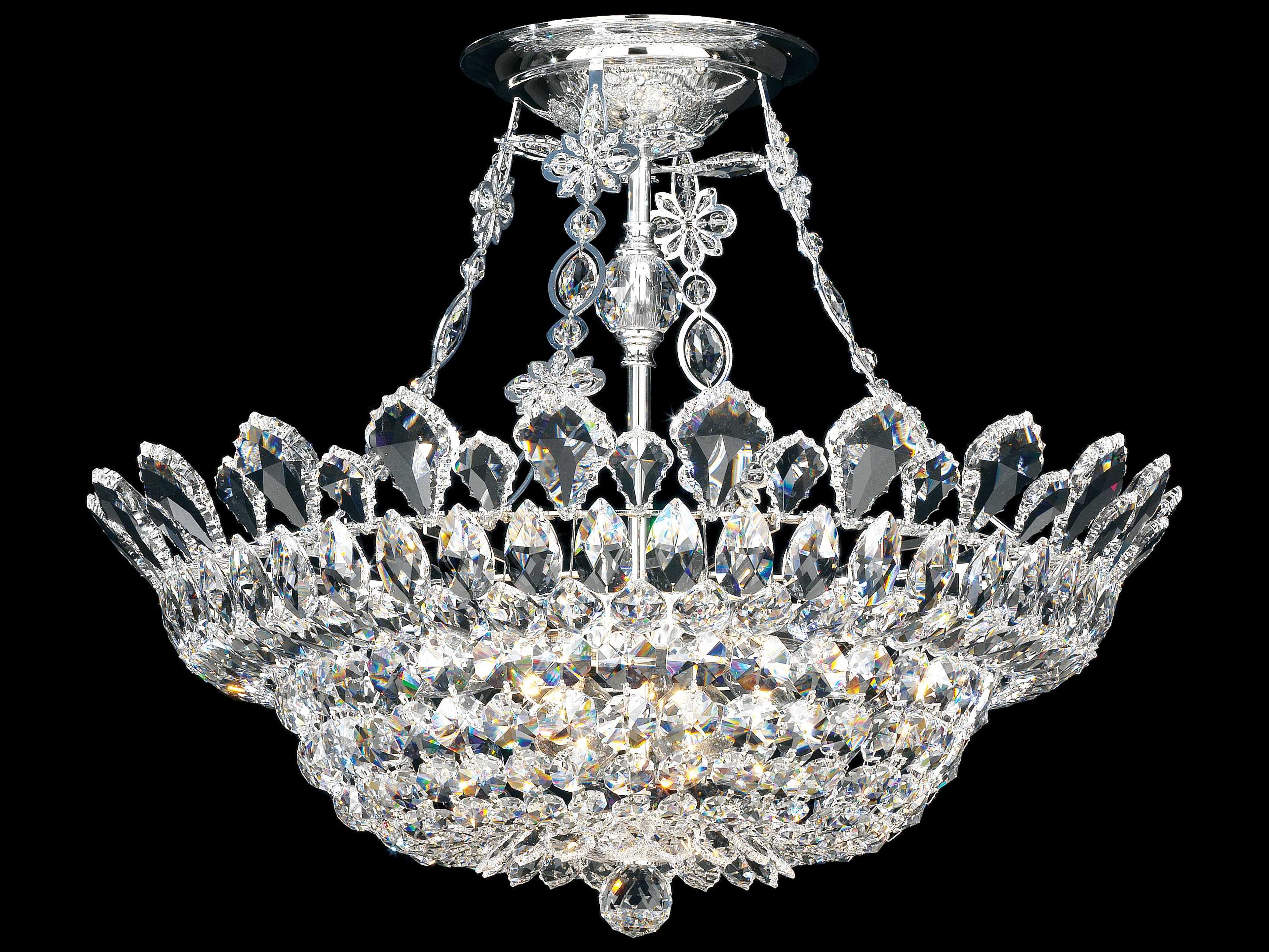 Trilliane 10-Light Silver Crystal Bowl Semi Flush Mount