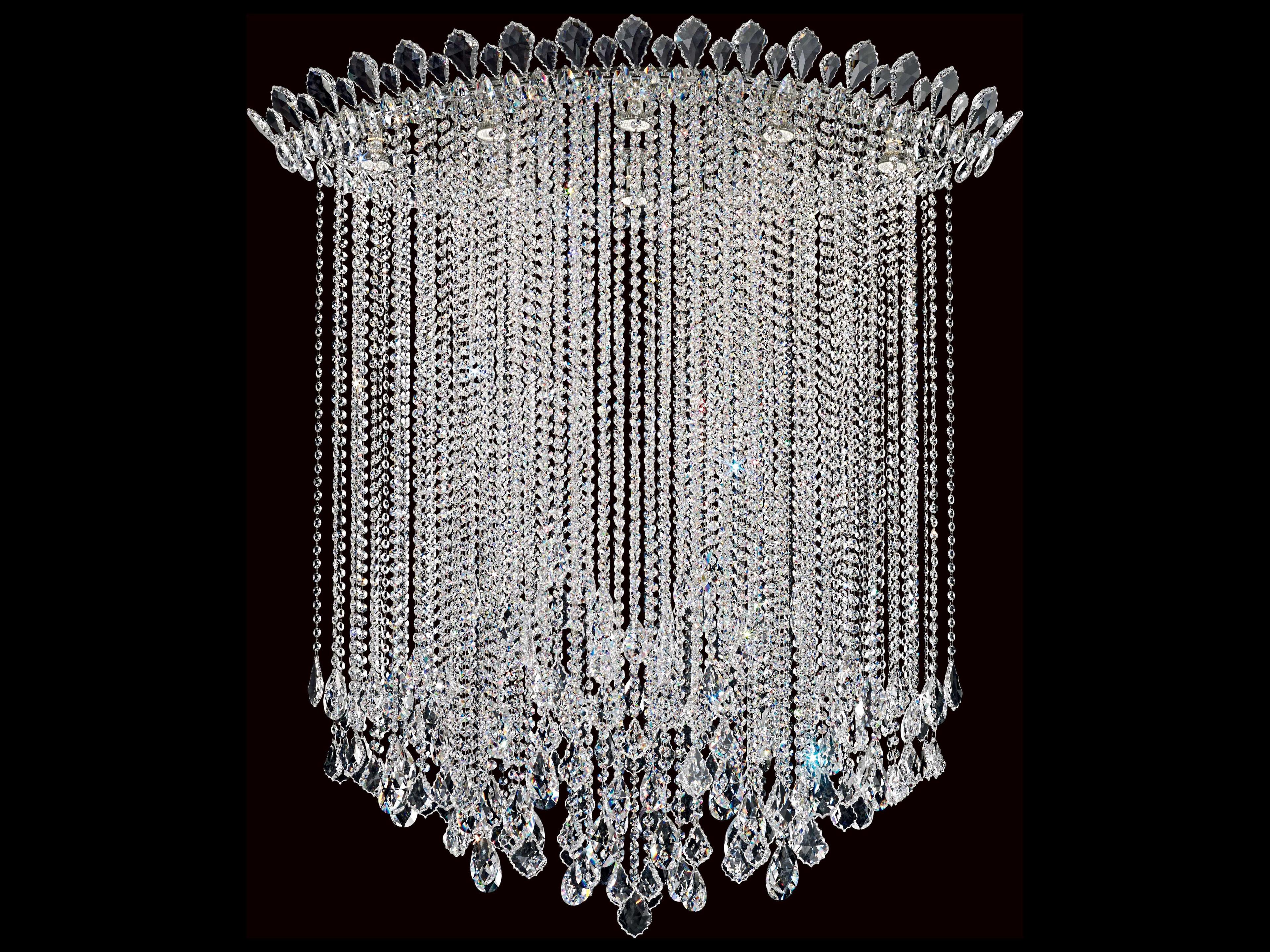 Trilliane Strands 8-Light Stainless Steel Crystal Flush Mount
