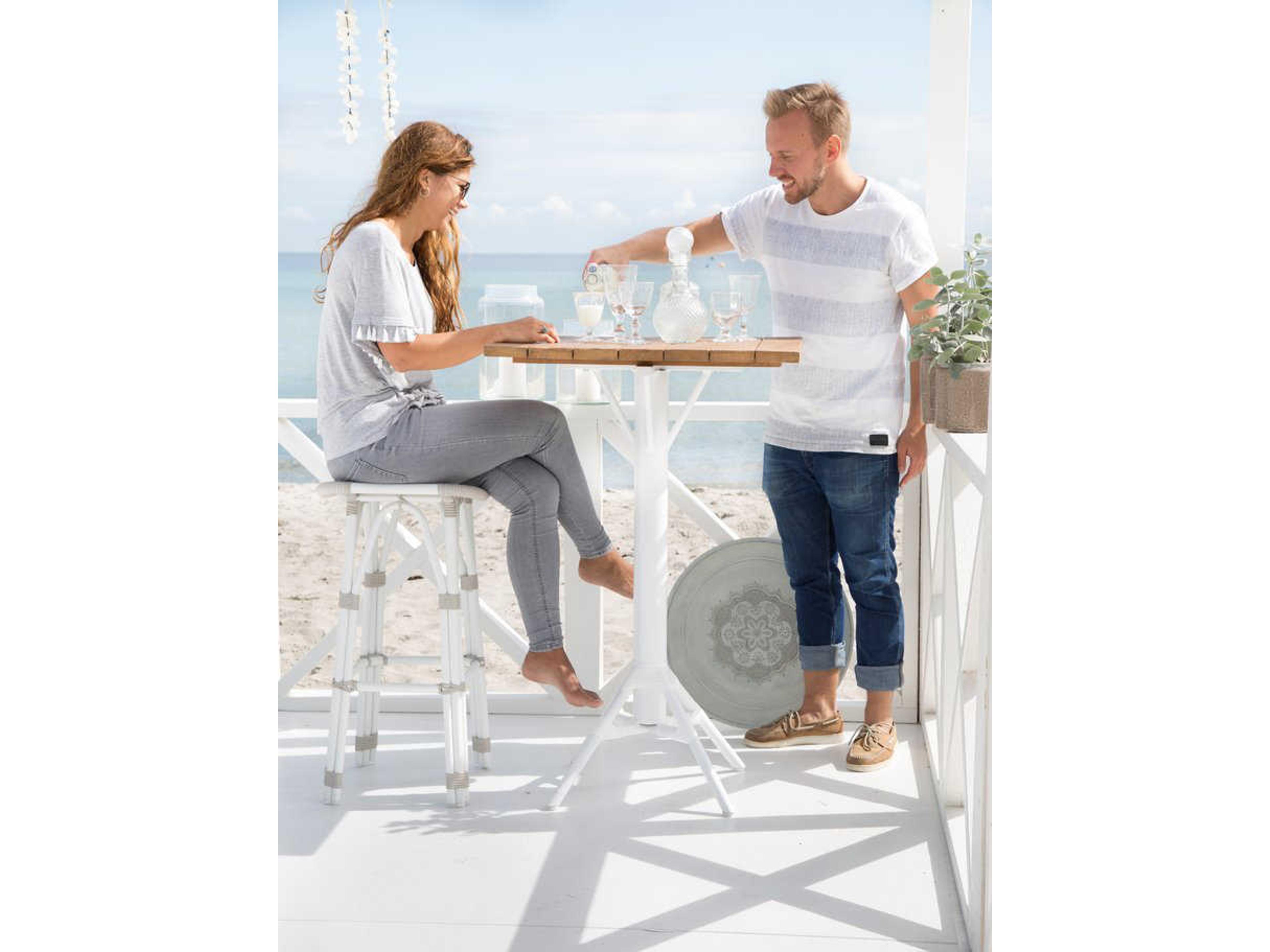 Sika Design Exterior Aluminum Dove White Salsa Patio Bar Stool
