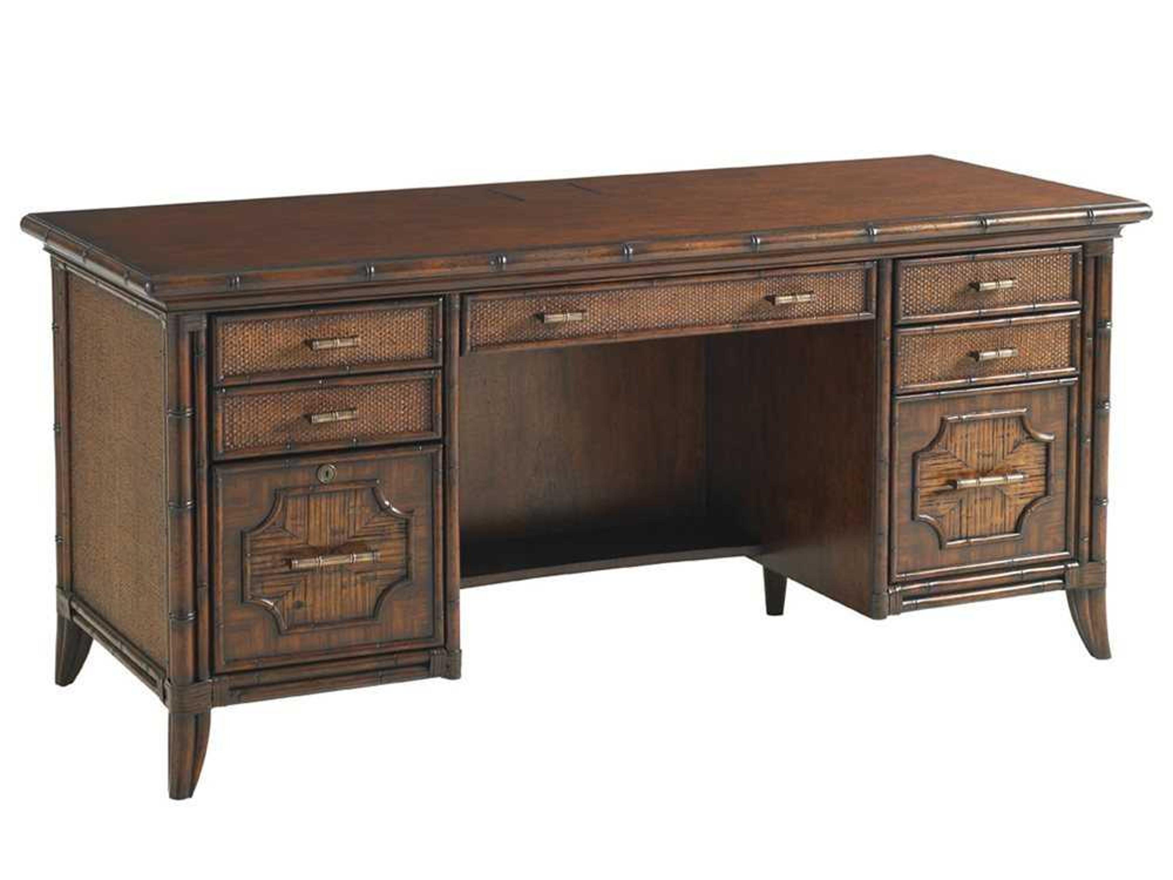 Bal Harbor Brown Rattan Credenza Desk