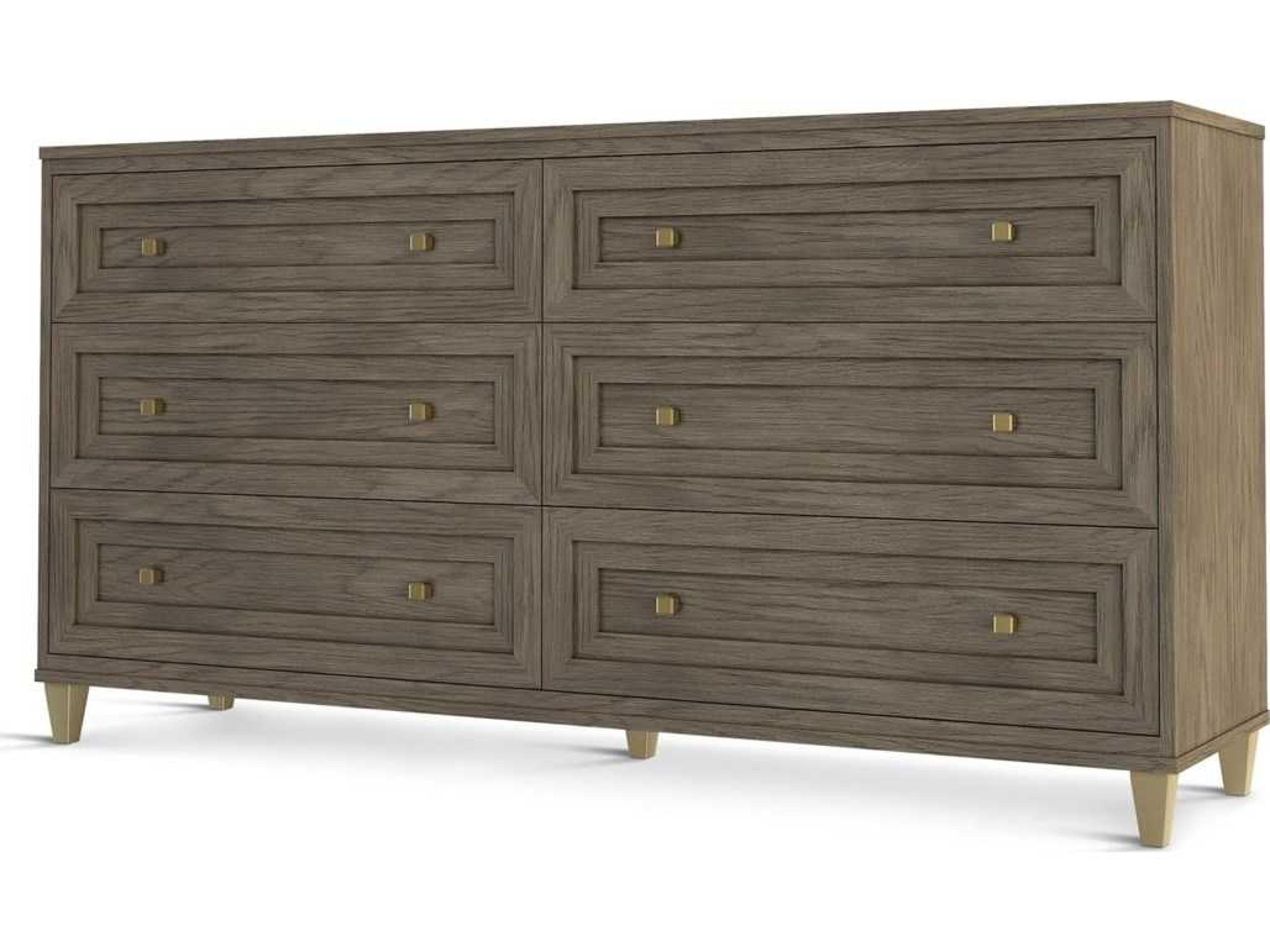 Claiborne 6-Drawers Gray Oak Wood Double Dresser
