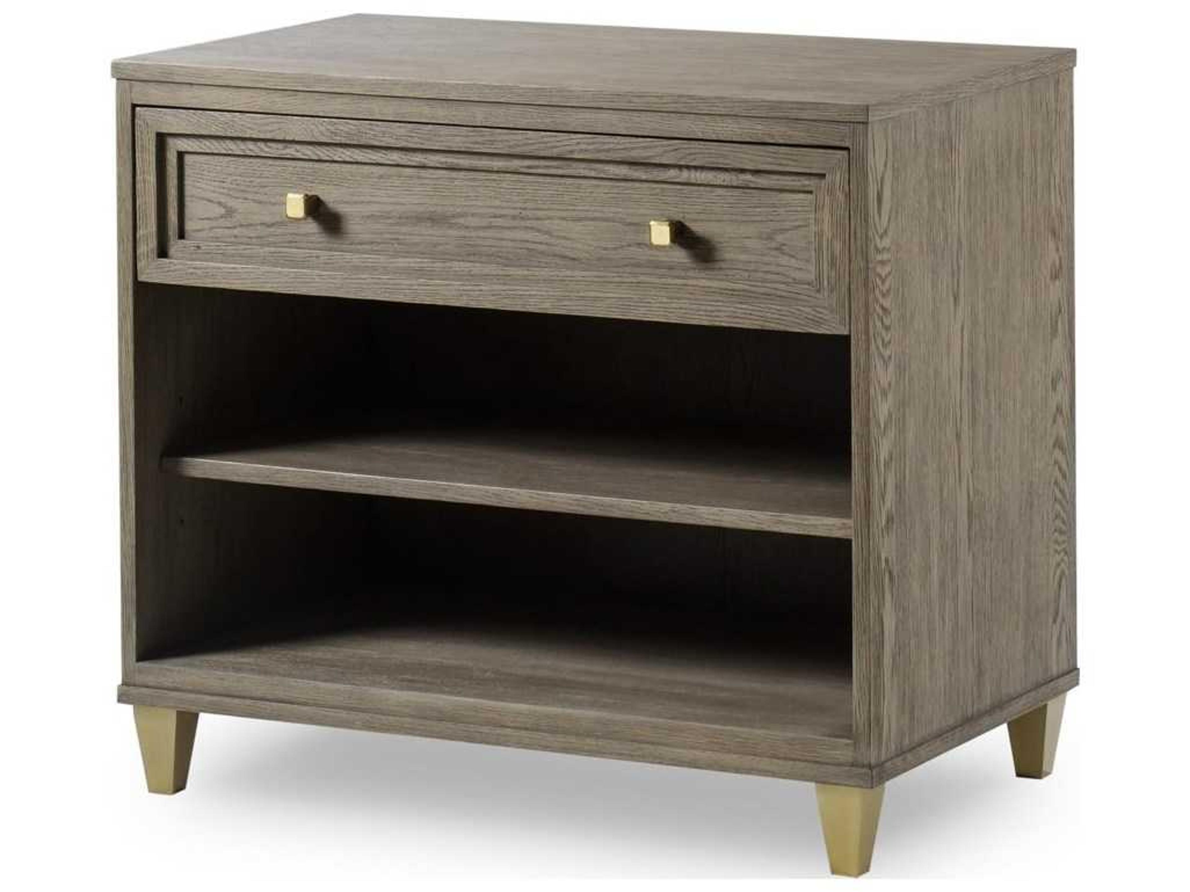 1-Drawer Gray Oak Wood Nightstand