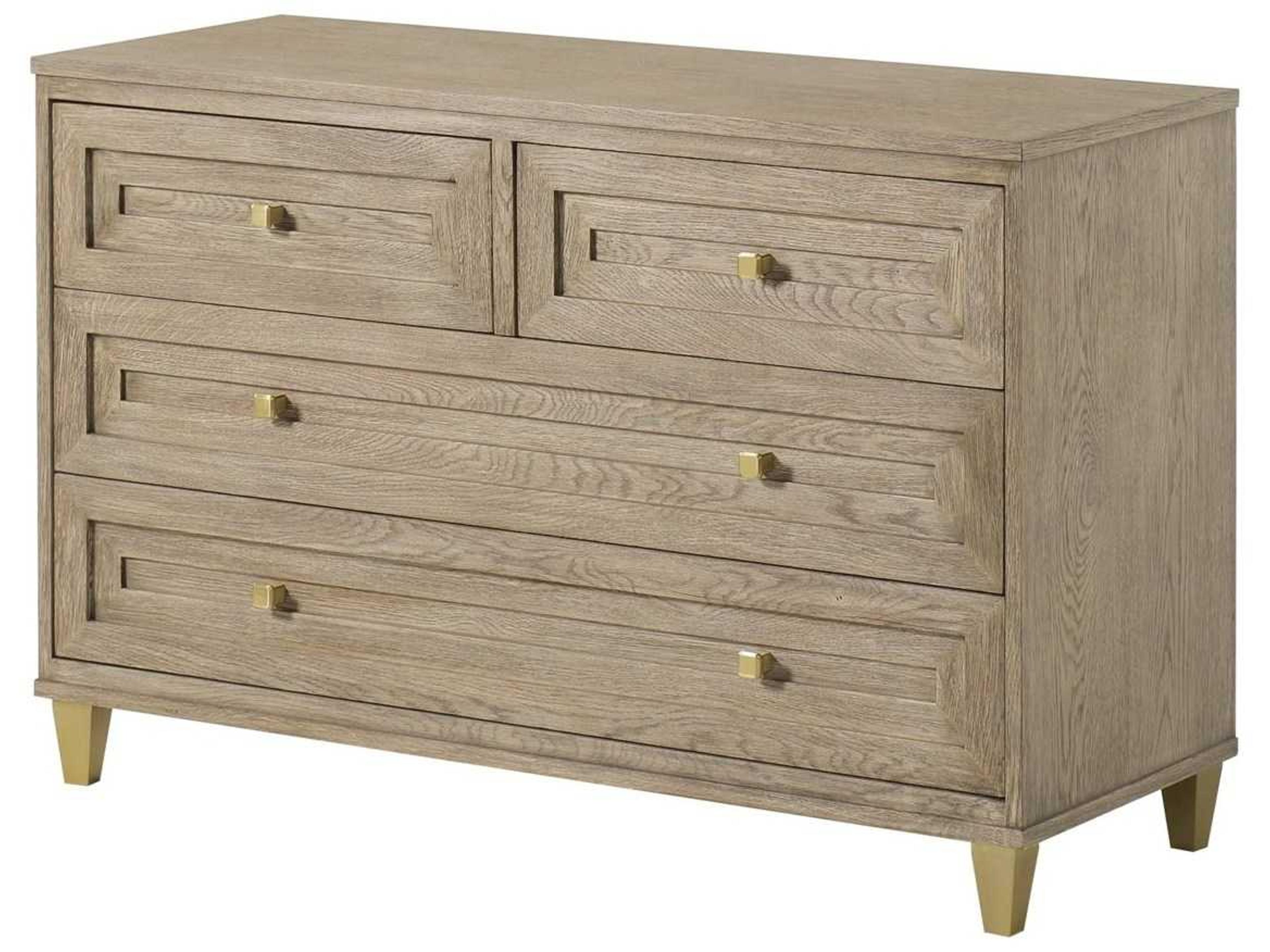 Claiborne 4-Drawer Ash Wood Dresser in Natural Gold