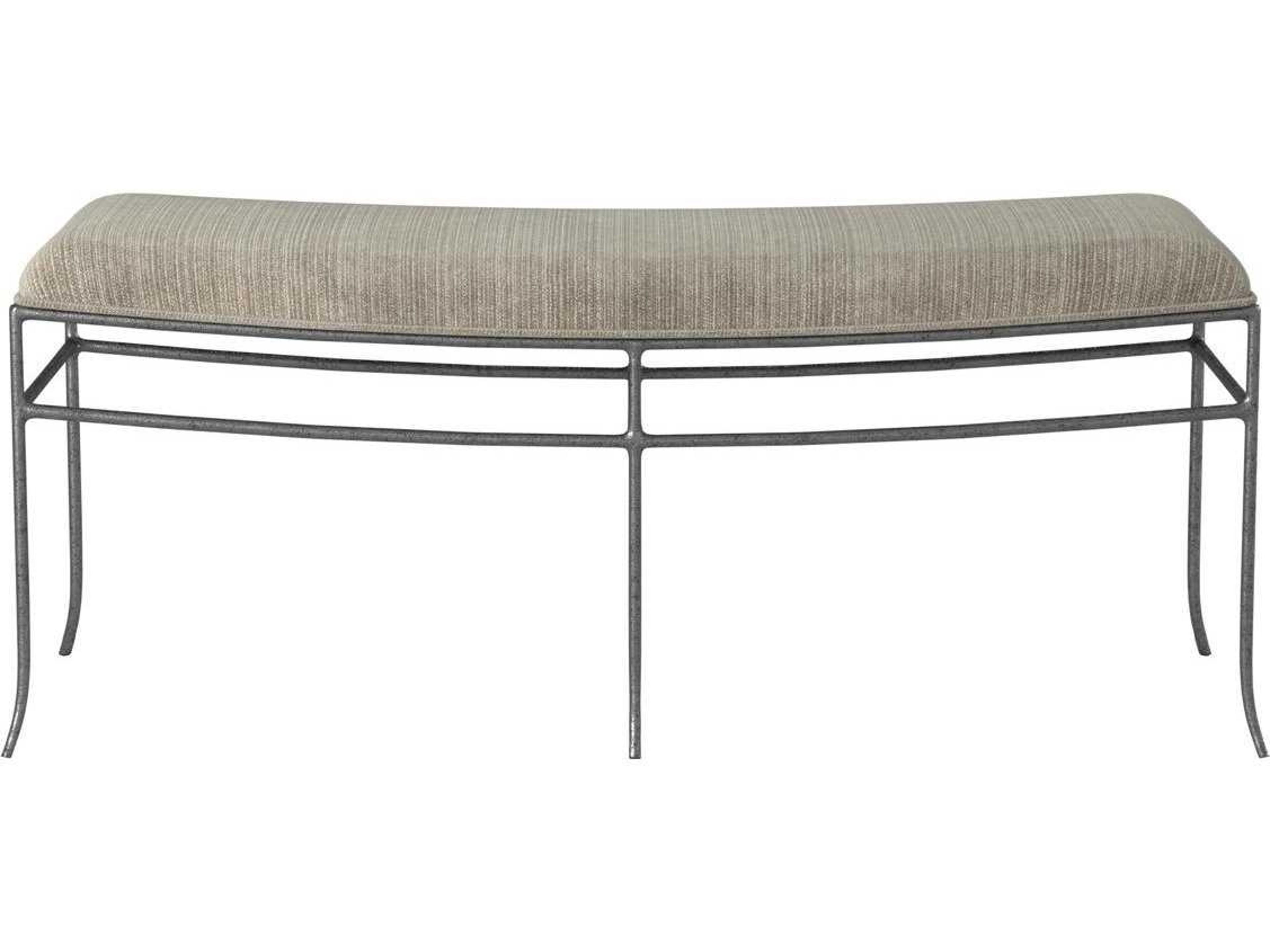 Cameron Hammered Pewter Gray Upholstered Accent Bench