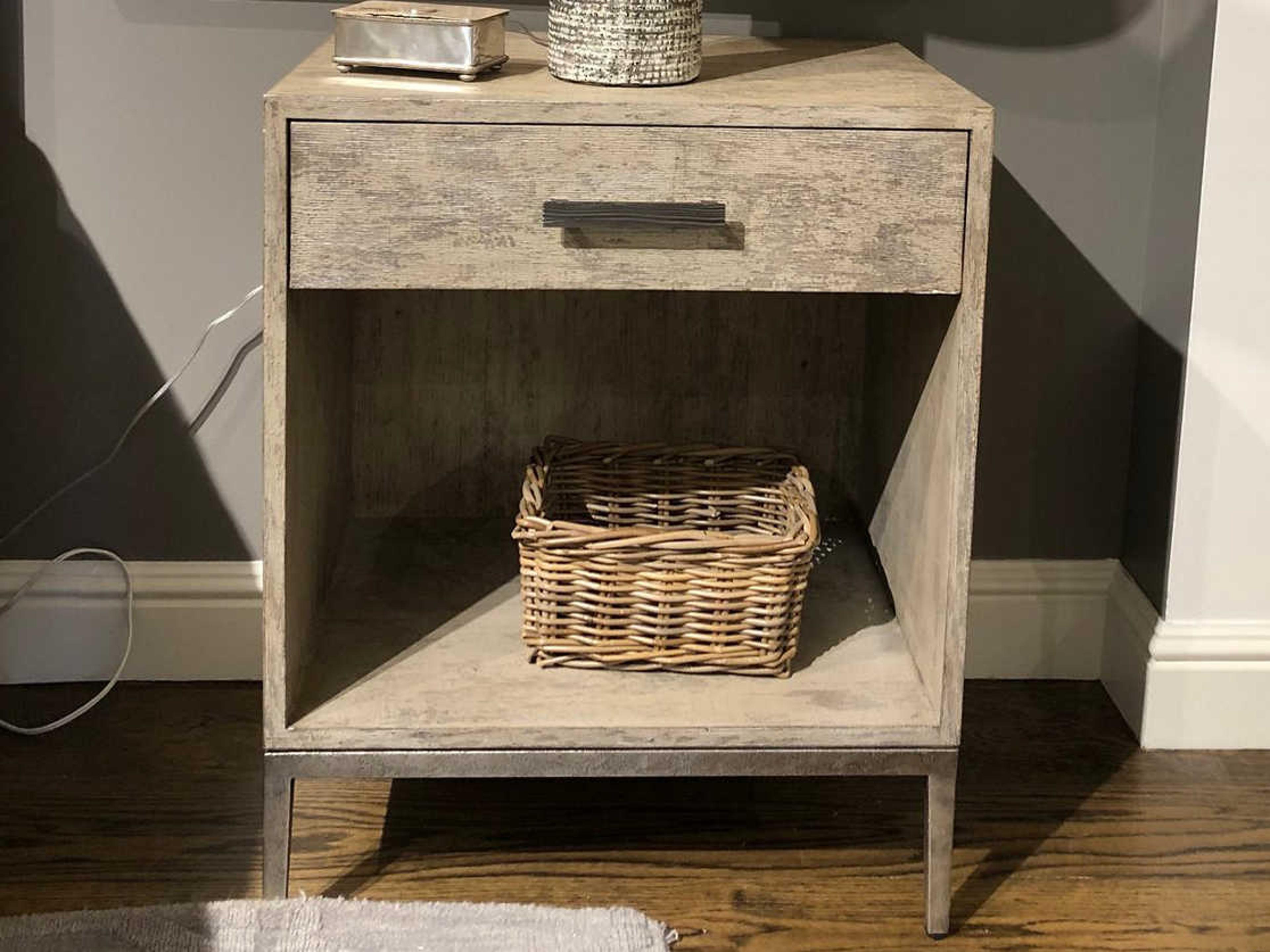 Cameron 1-Drawer Gray Nightstand