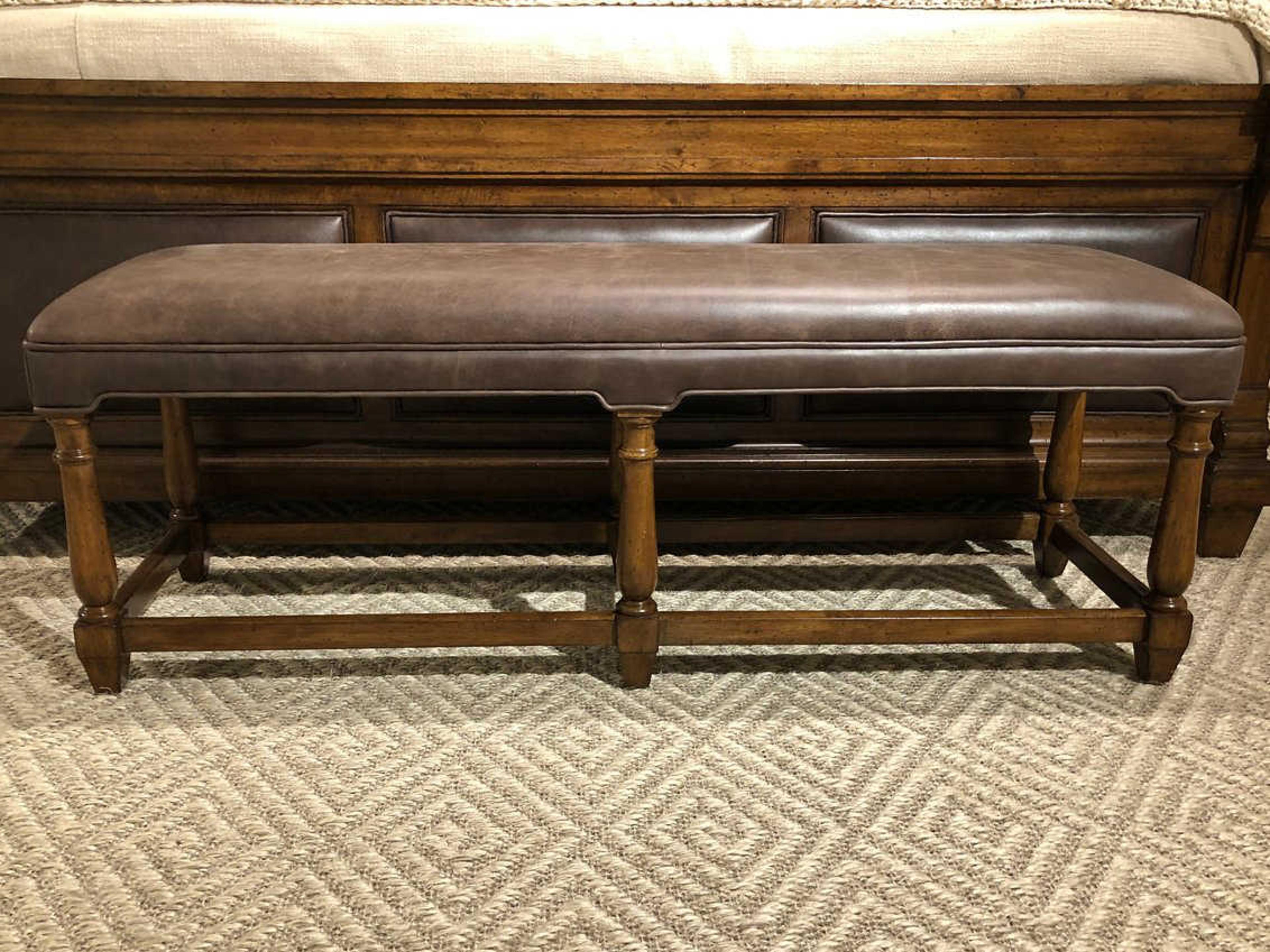 Old Town Barrister Brown Leather Accent Bench