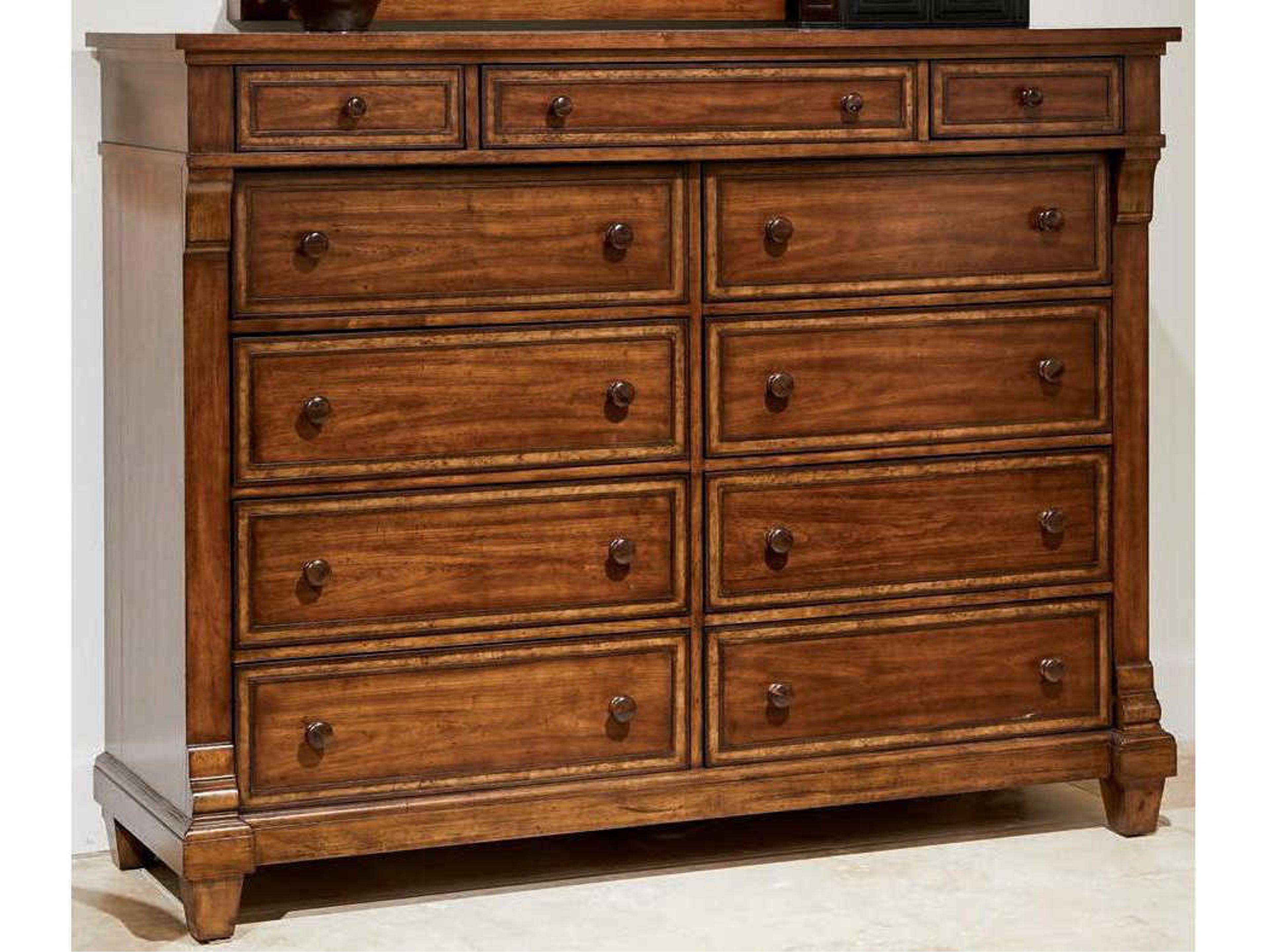 Old Town 11-Drawers Brown Double Dresser