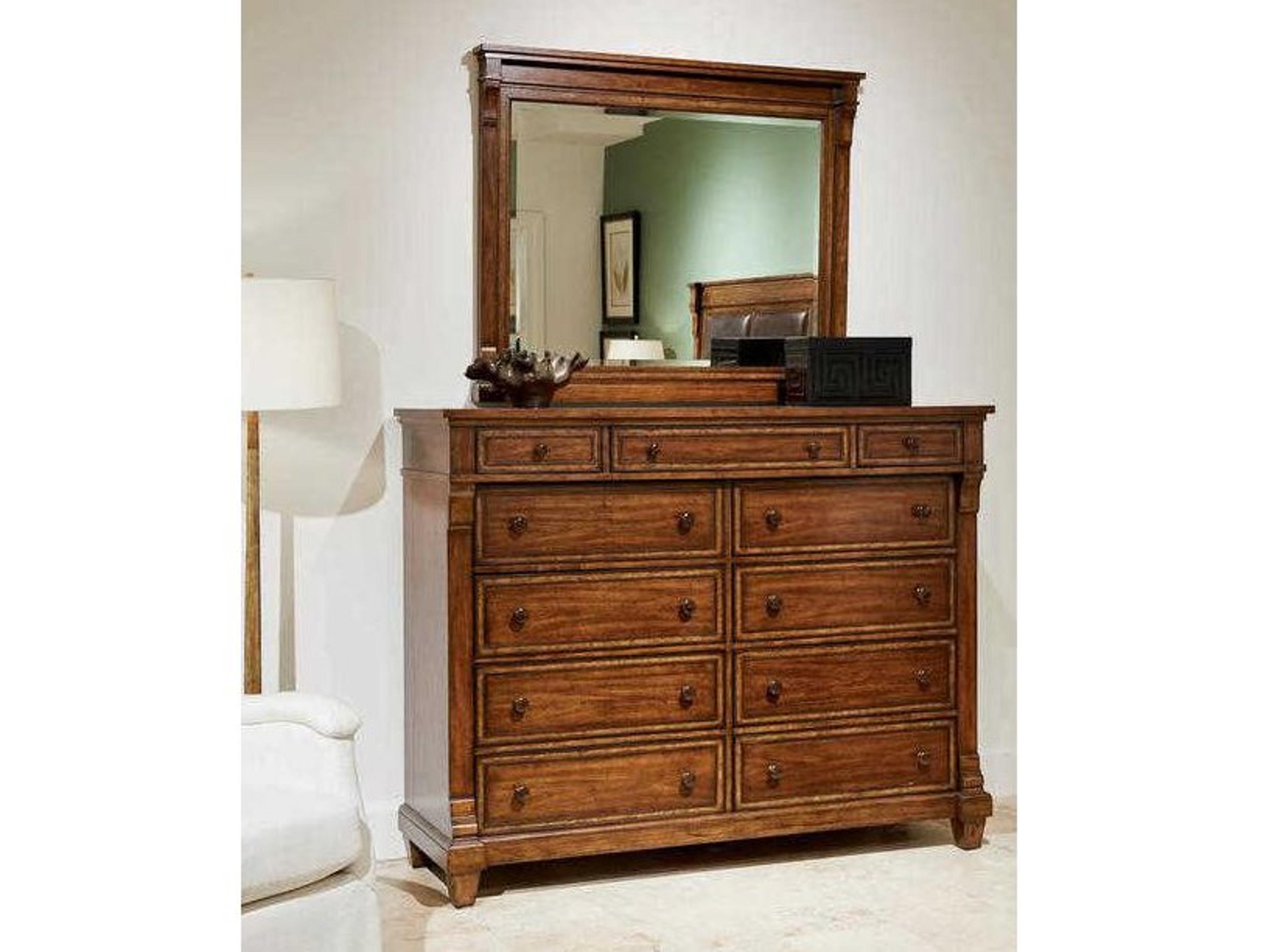 Old Town Chest of Drawers with Wall Mirror Set