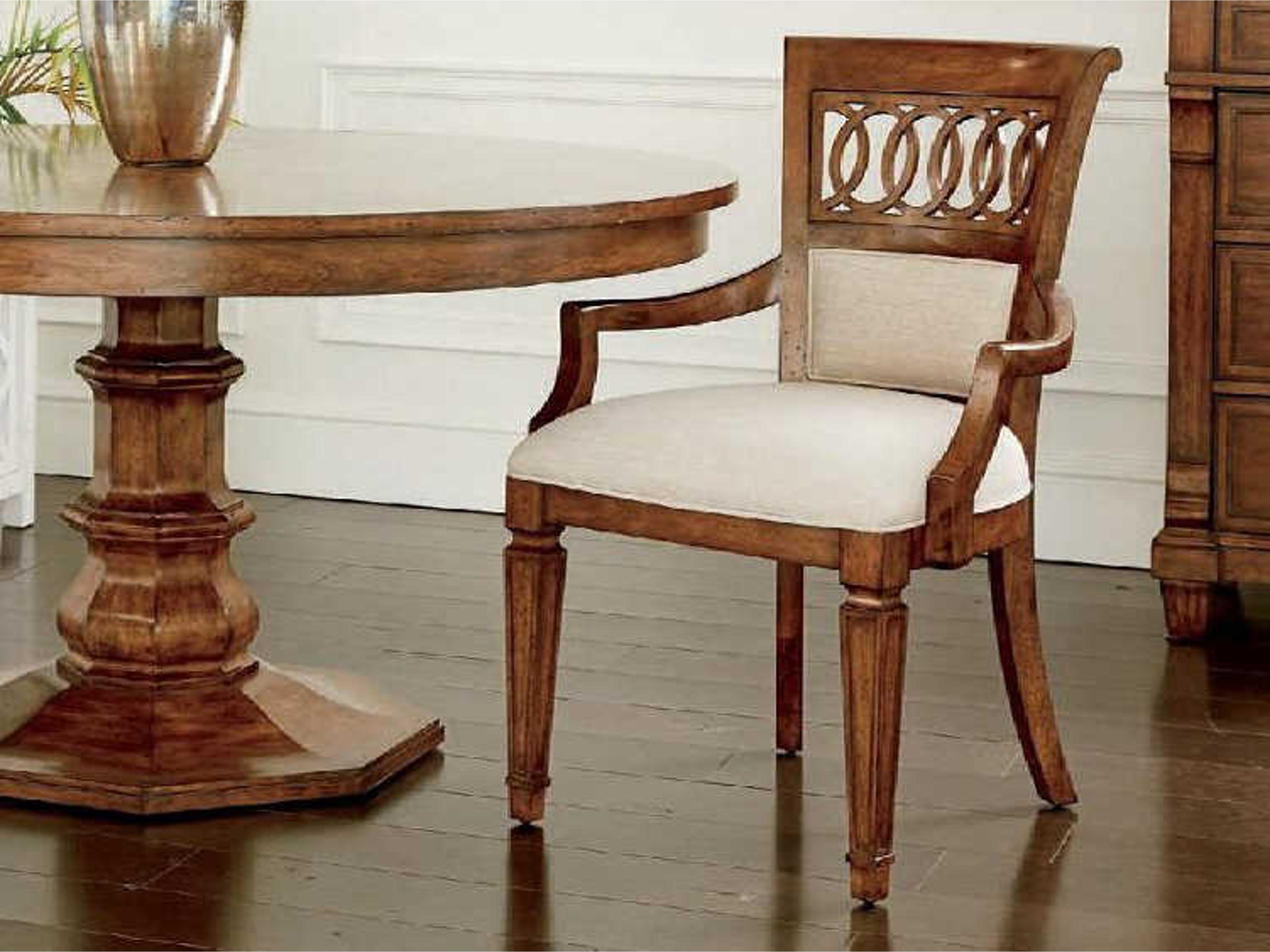Old Town Brown Upholstered Arm Dining Chair