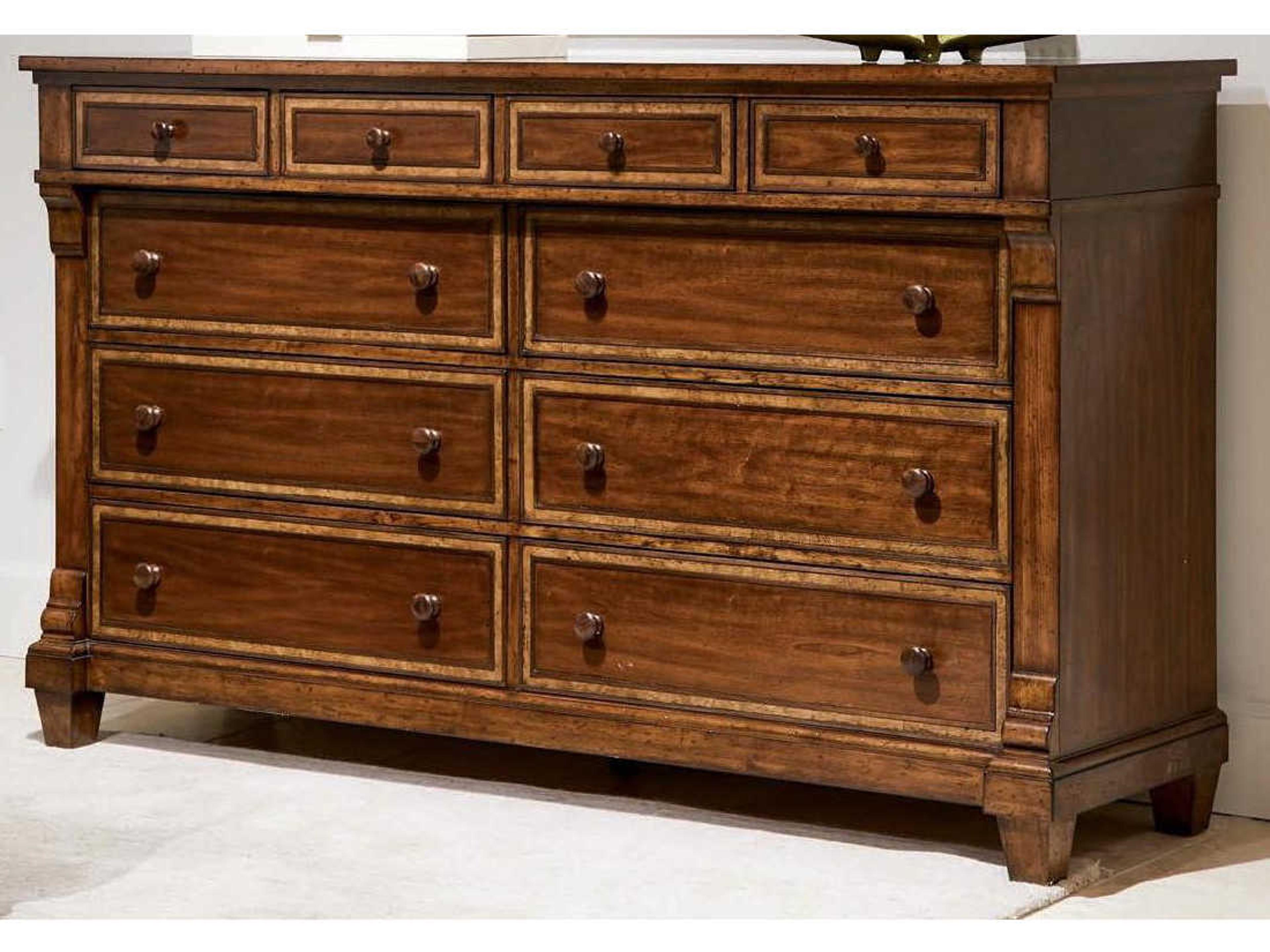 Old Town 10-Drawers Brown Double Dresser