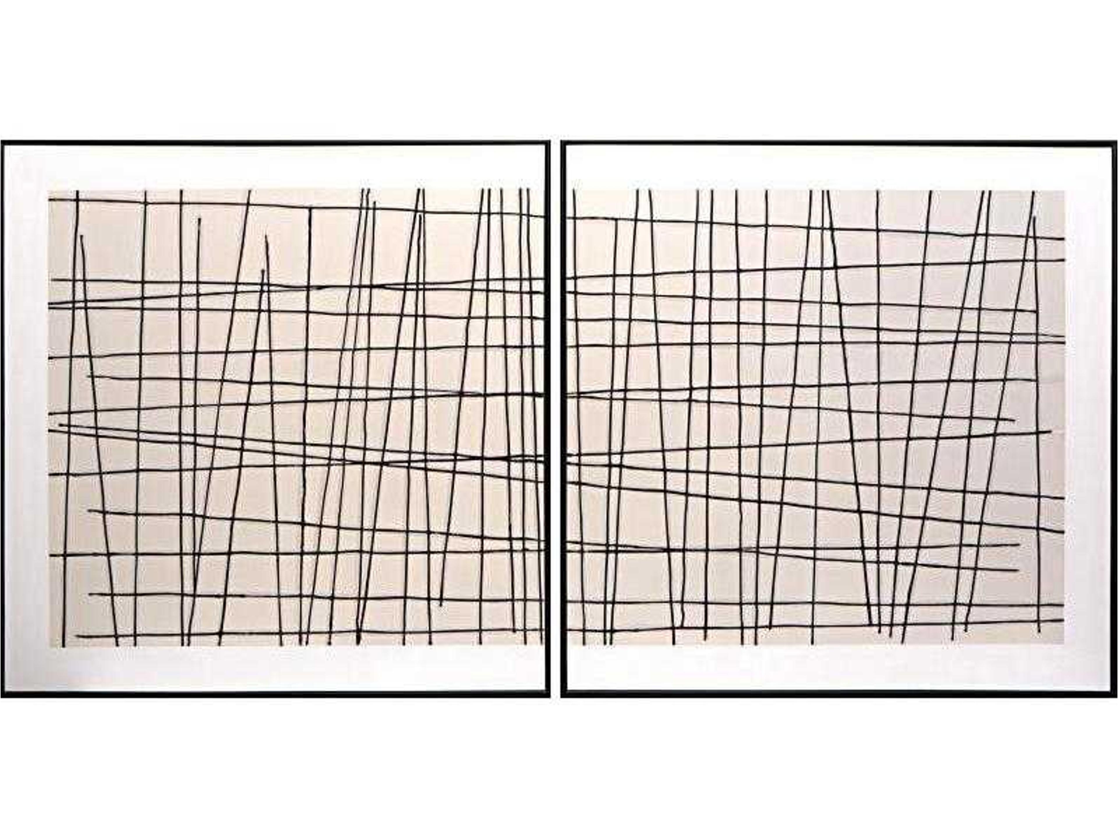 Crosshatch Wall Art Set of 2 Abstract Canvas