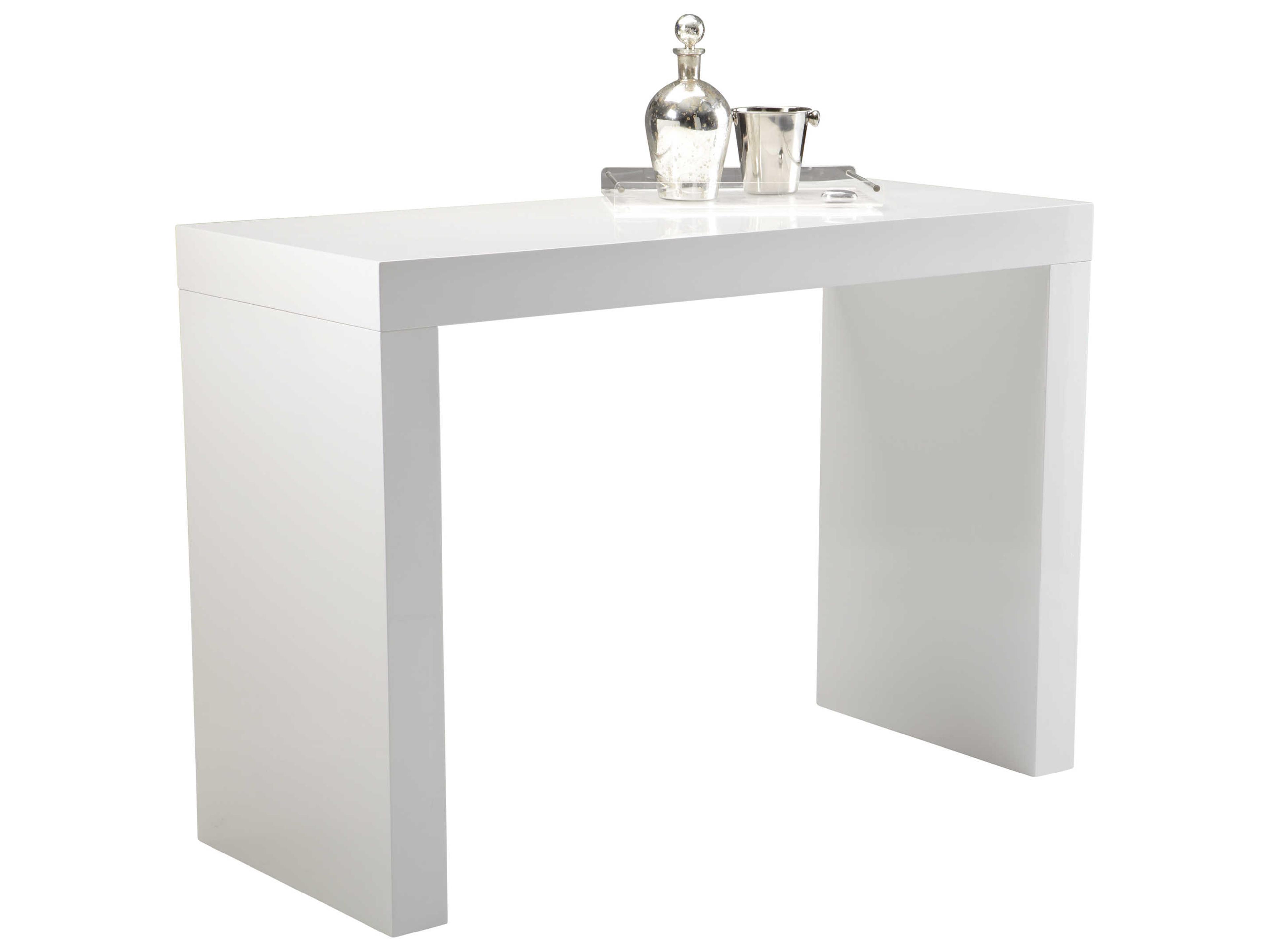 Sunpan Ikon High Gloss White Rectangular Wood Bar Table
