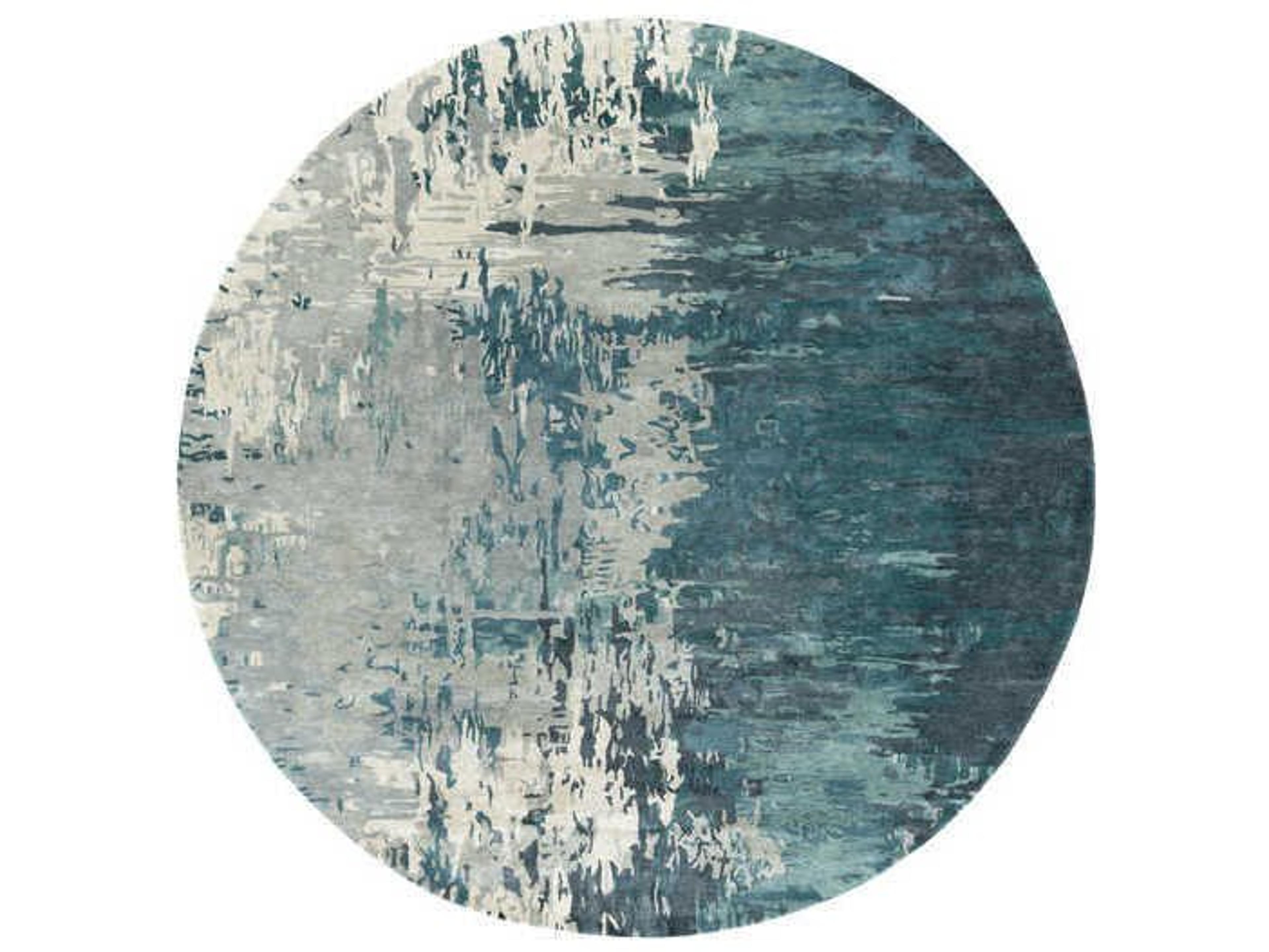 Banshee Round Wool and Viscose Area Rug Modern Abstract