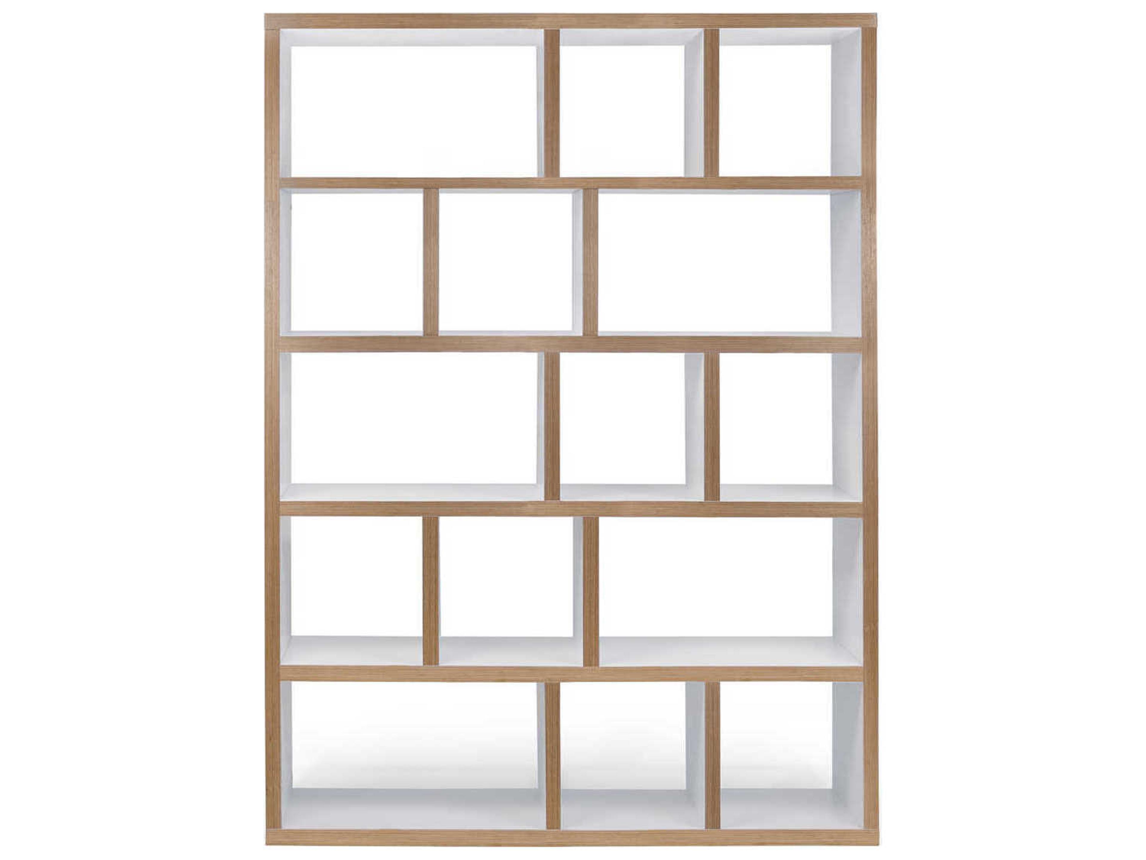 Berlin Bookcase Geometric Pure White and Plywood
