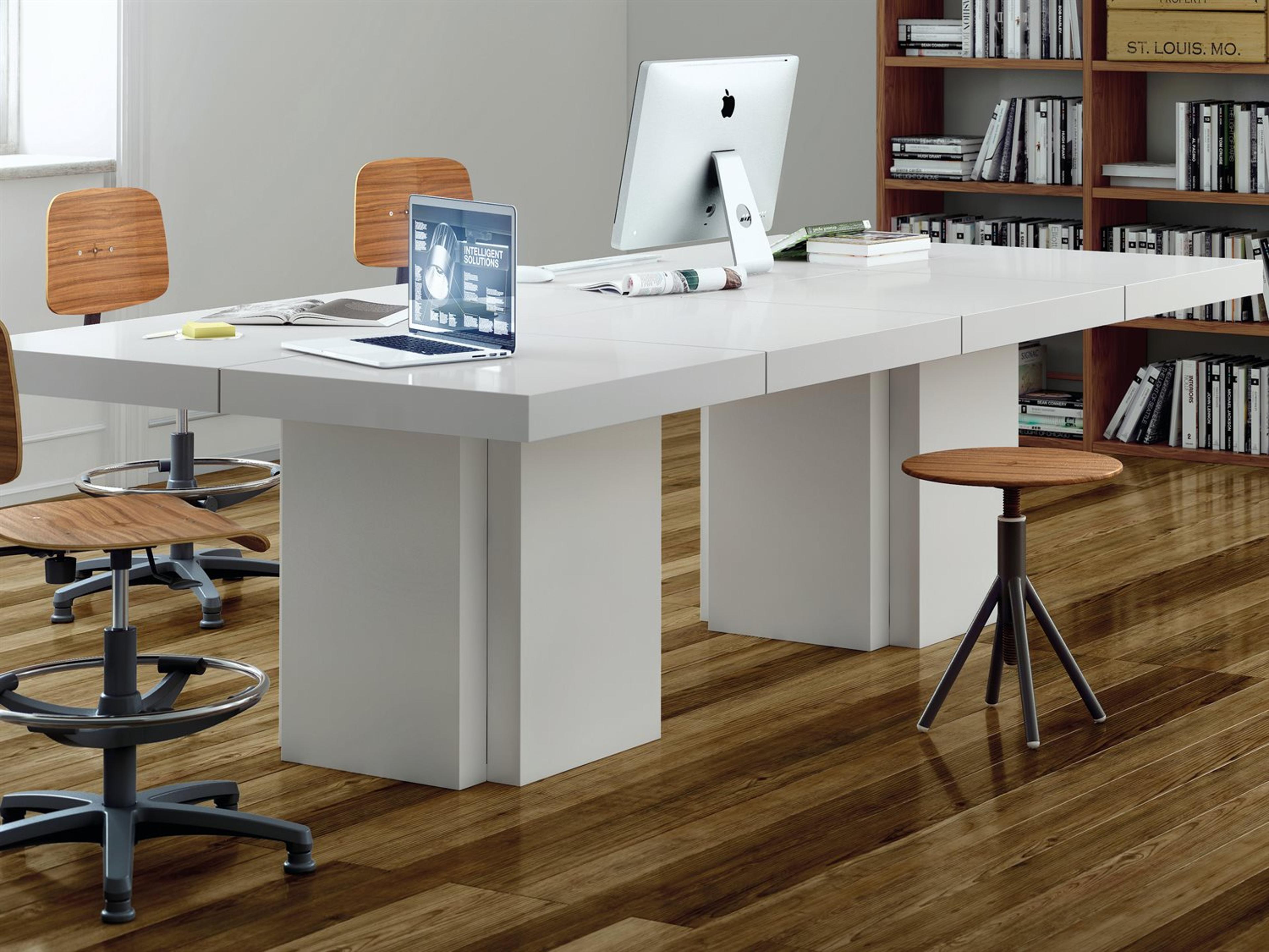 TemaHome Dusk High Gloss White Conference Table Desk