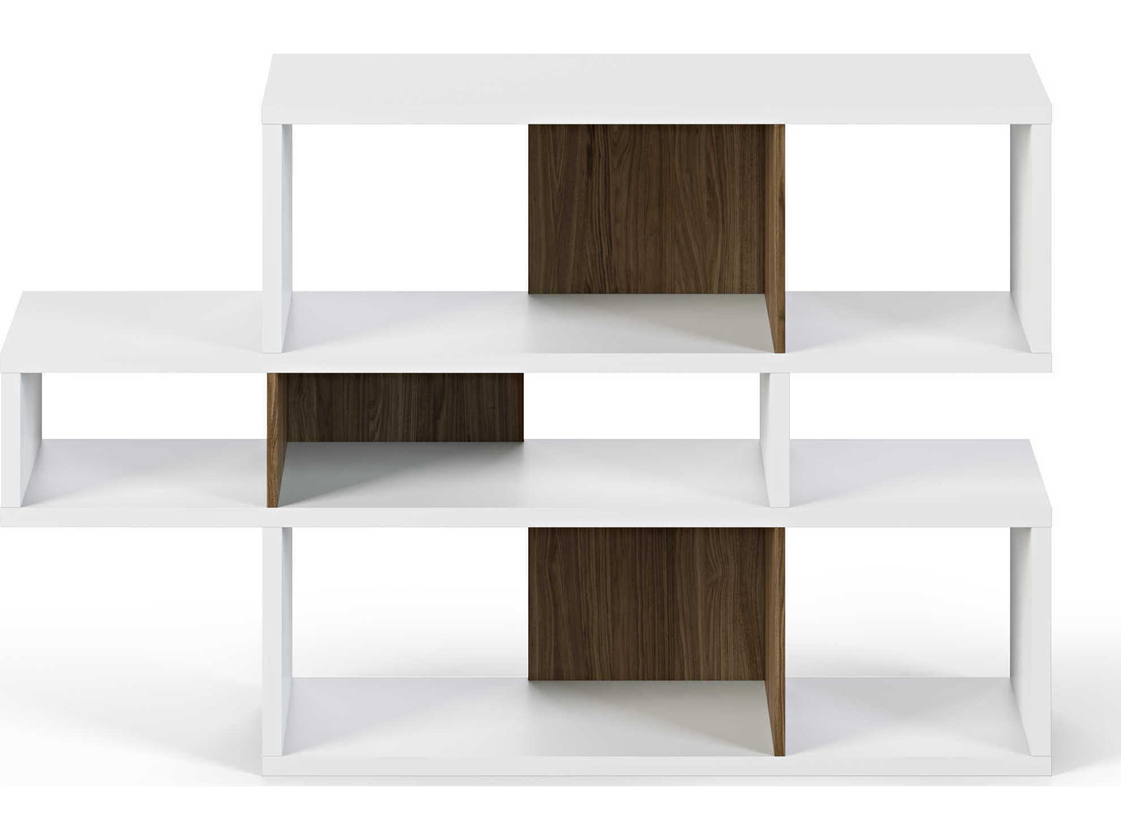 TemaHome London Pure White Frame Walnut Backs Bookcase