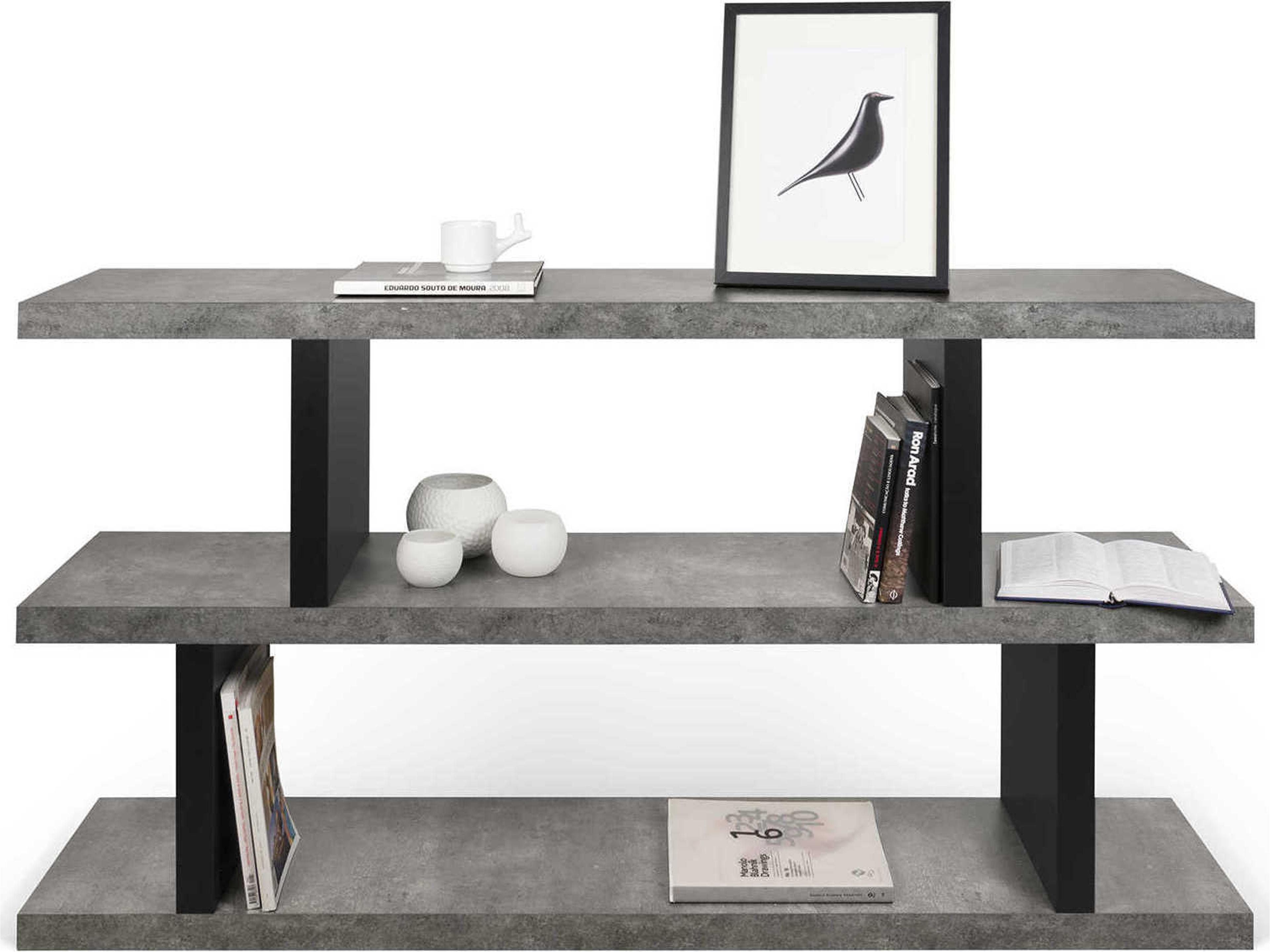 TemaHome Step Concrete Look Pure Black Bookcase