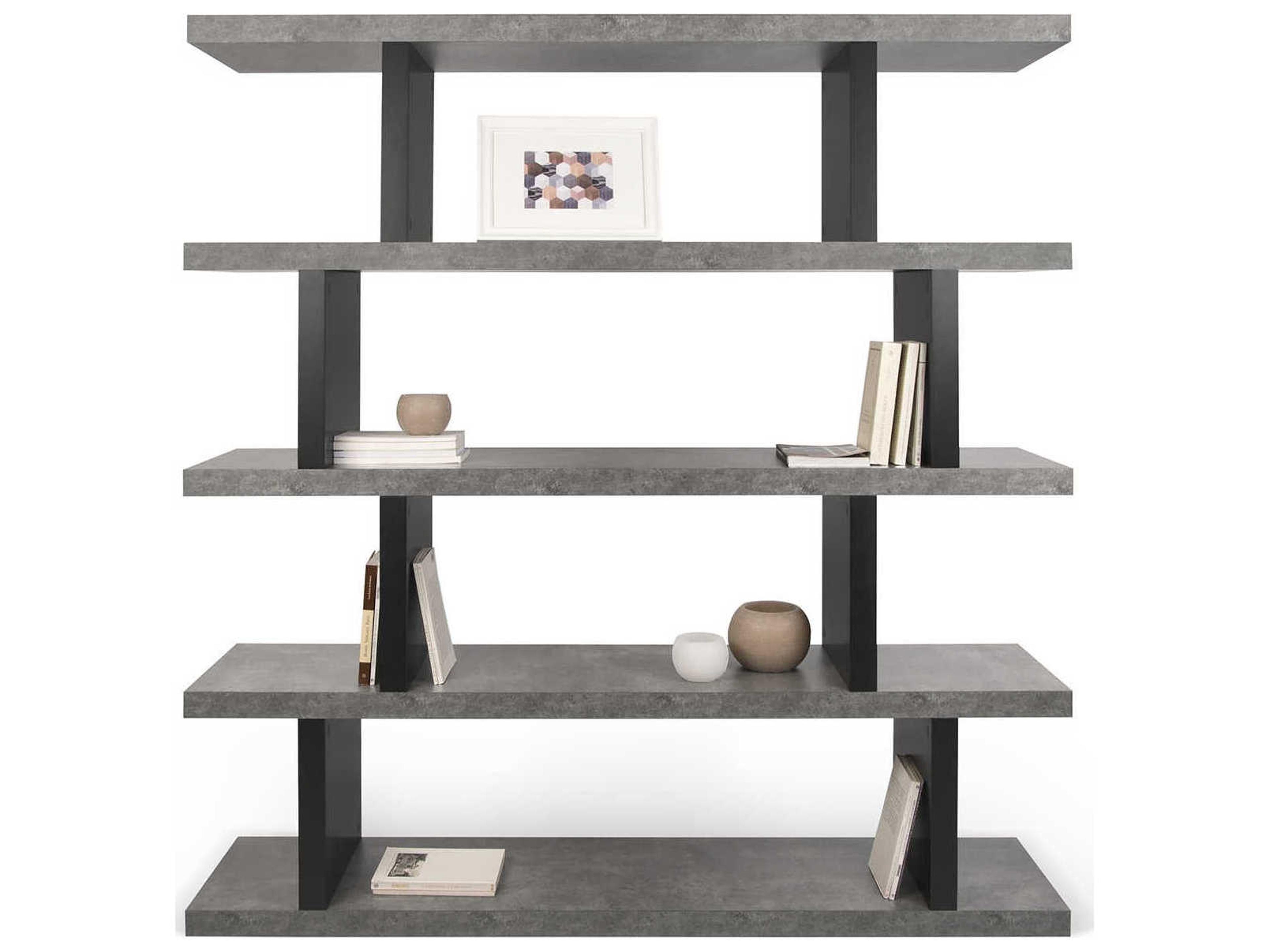 TemaHome Step Concrete Look Pure Black Bookcase