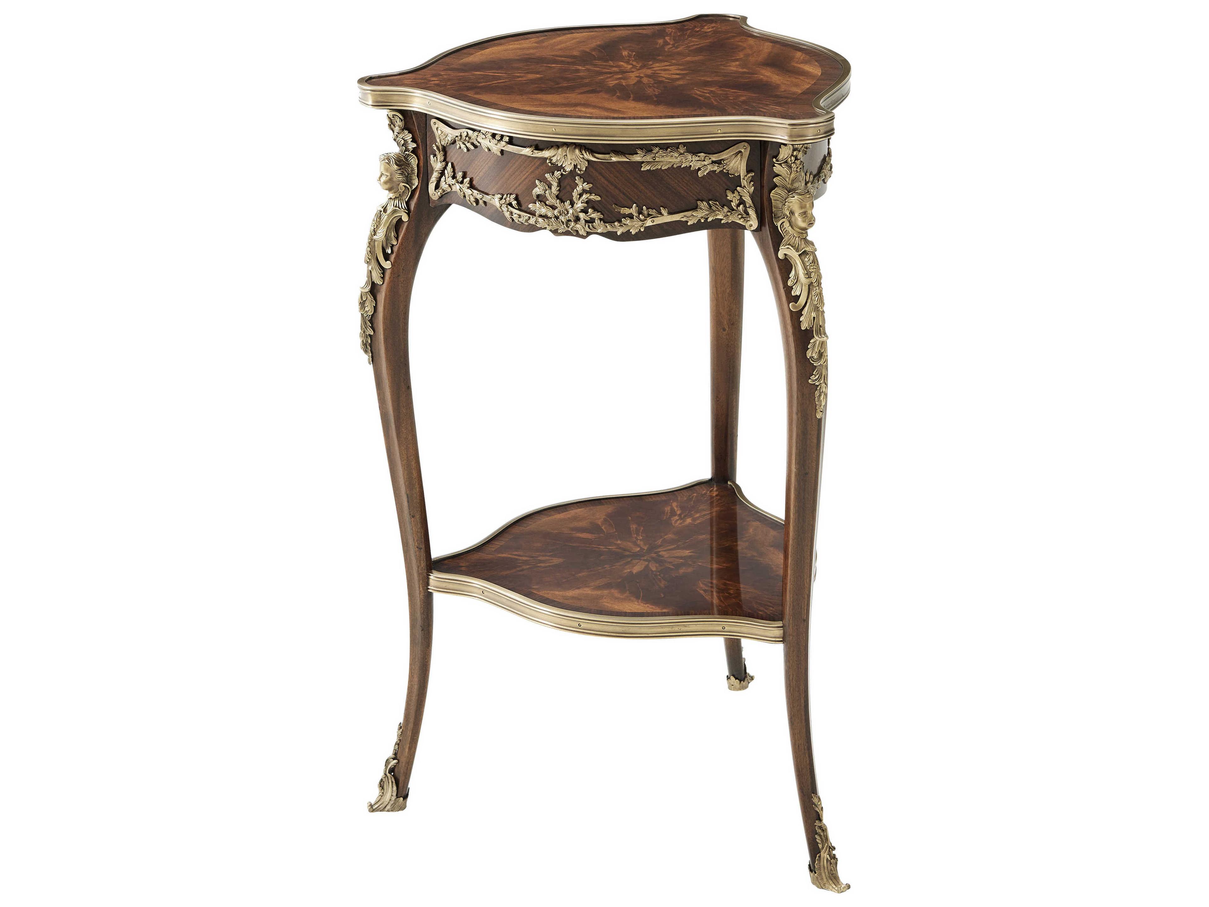 Althorp Living History Wood Mahogany Brass Flame Figured Veneer End Table