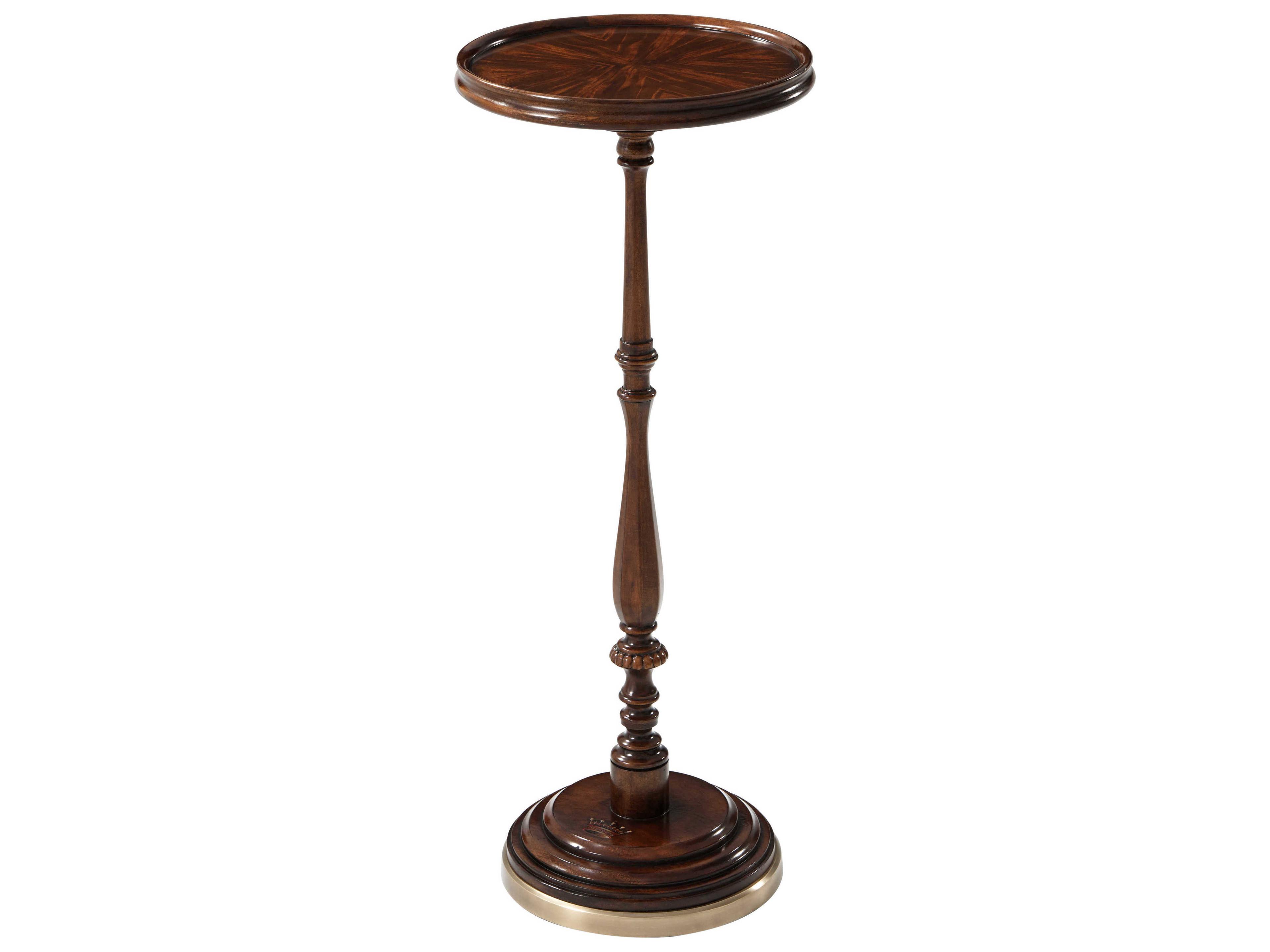 Althorp Living History Round Wood Flame Figured Veneer Mahogany End Table