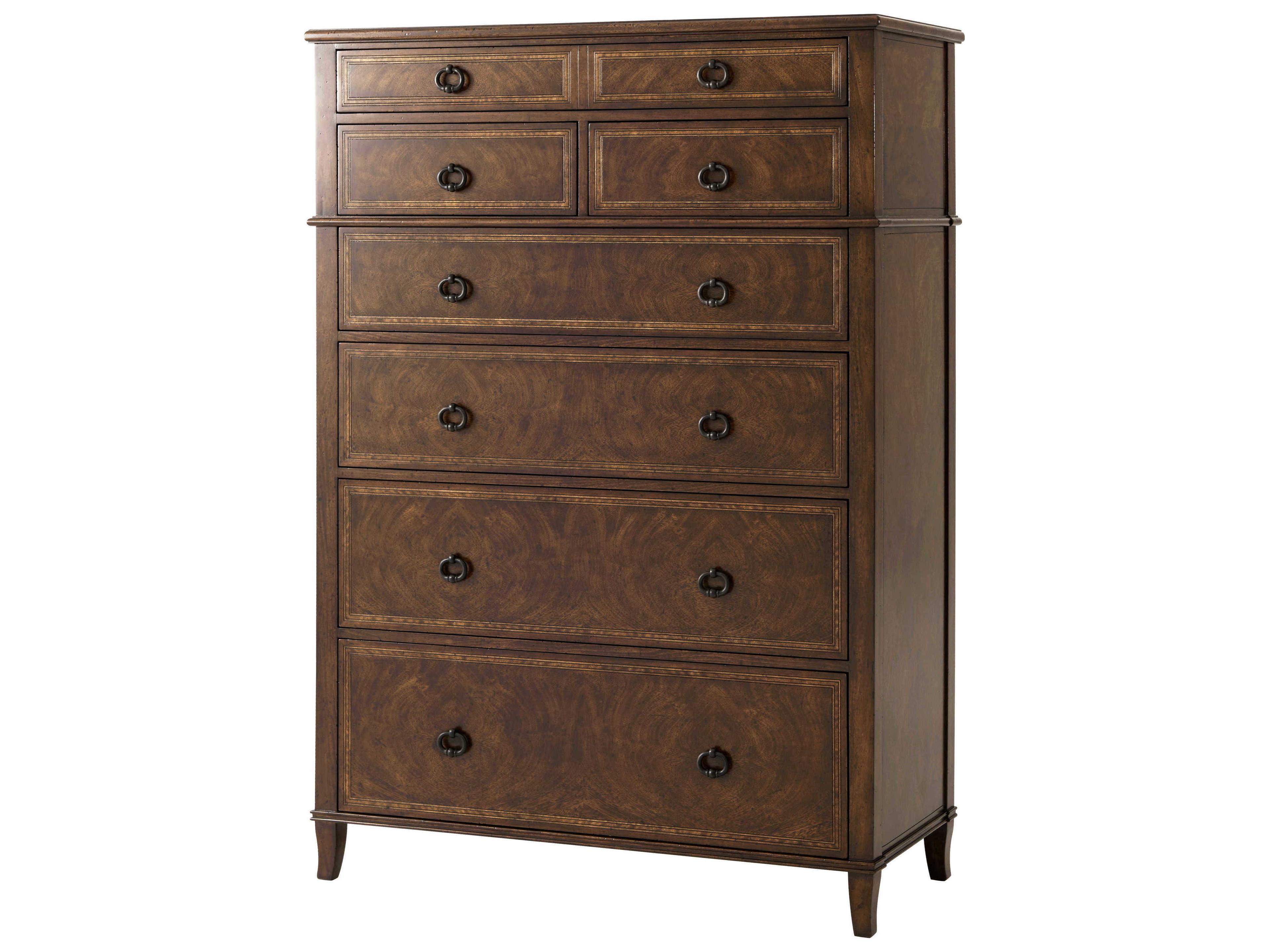 Brooksby 7-Drawers Cerejeira Veneer Mahogany Steel Brown Accent Chest