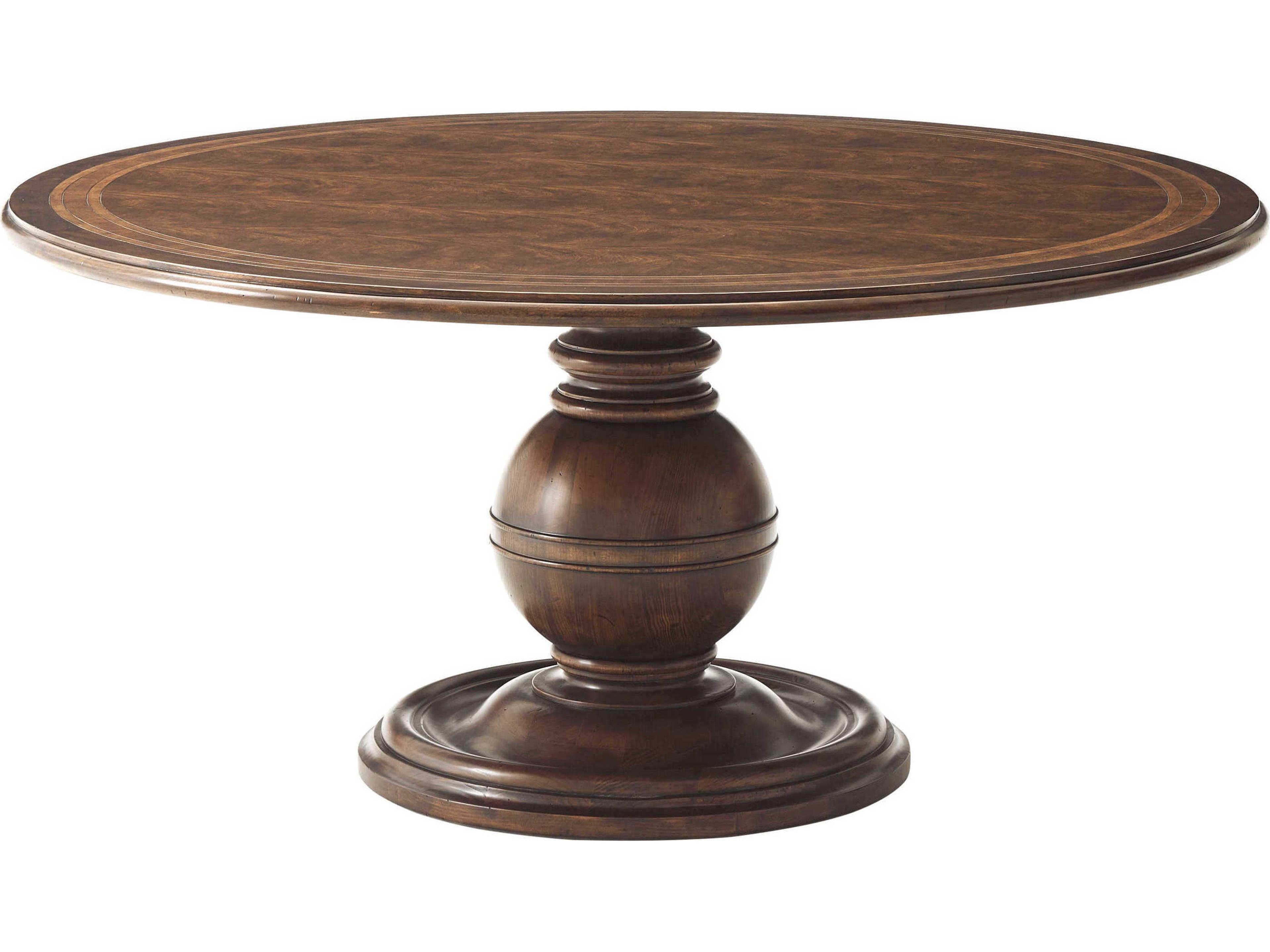 Brooksby Round Wood Cerejeira Veneer Mahogany Dining Table