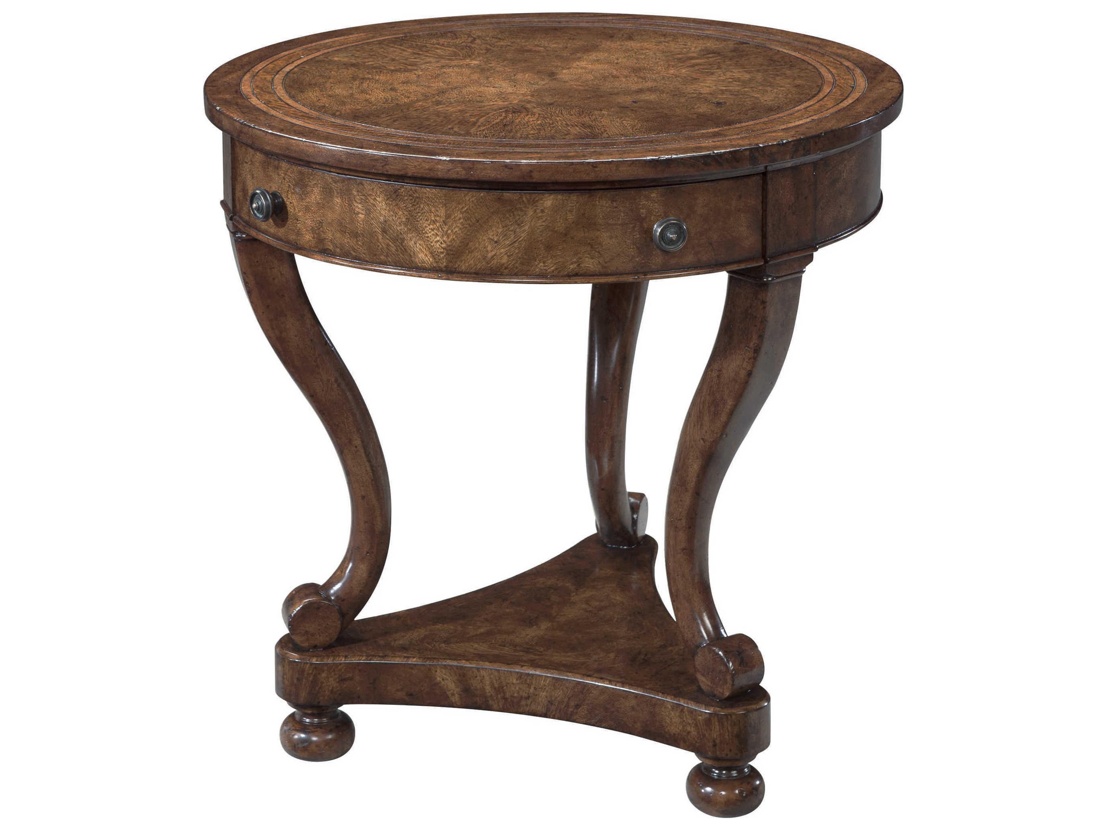 Brooksby Round Wood Cerejeira Veneer Mahogany End Table