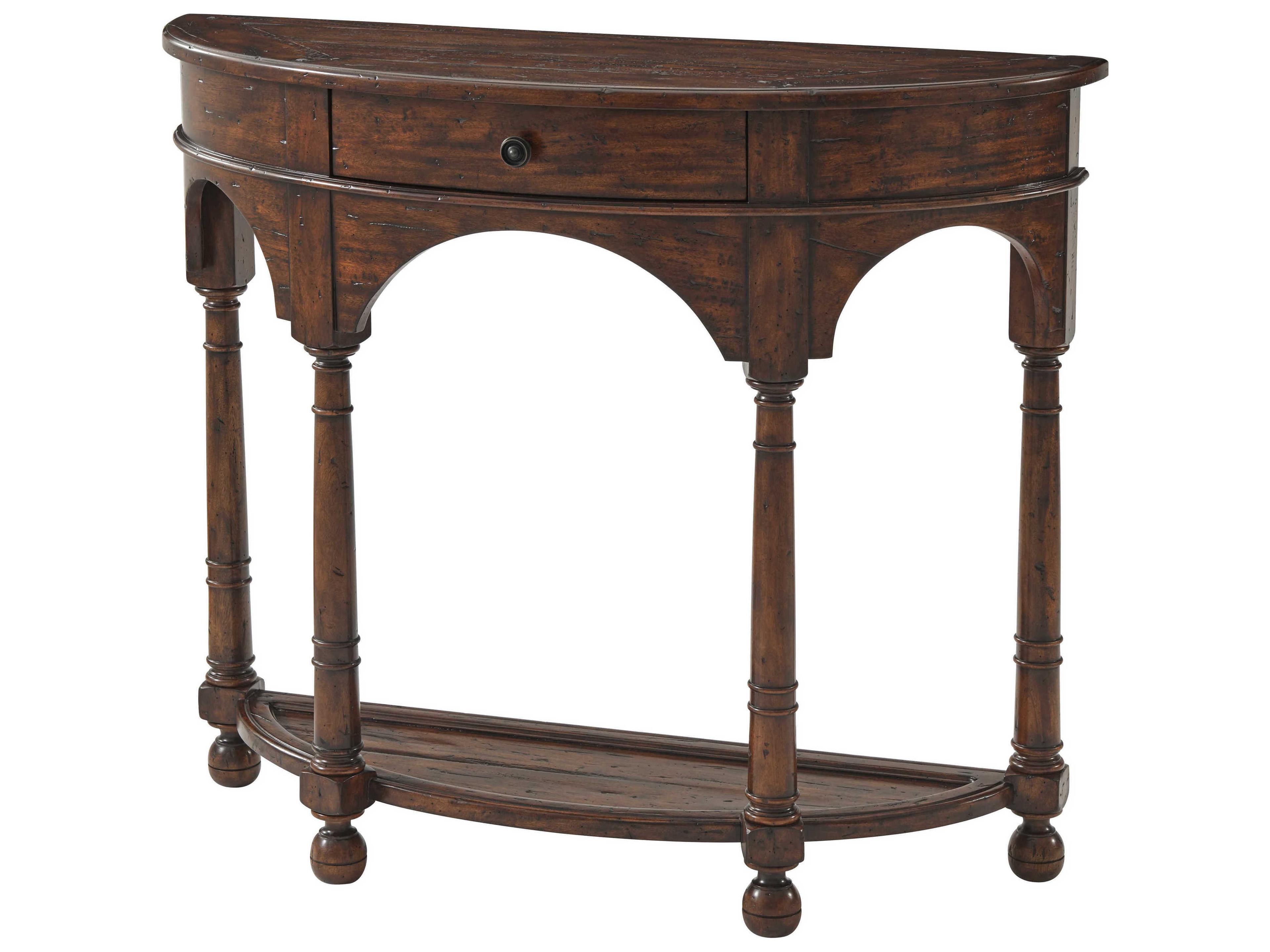 Theodore Alexander Castle Bromwich Demilune Wood Mahogany Console Table