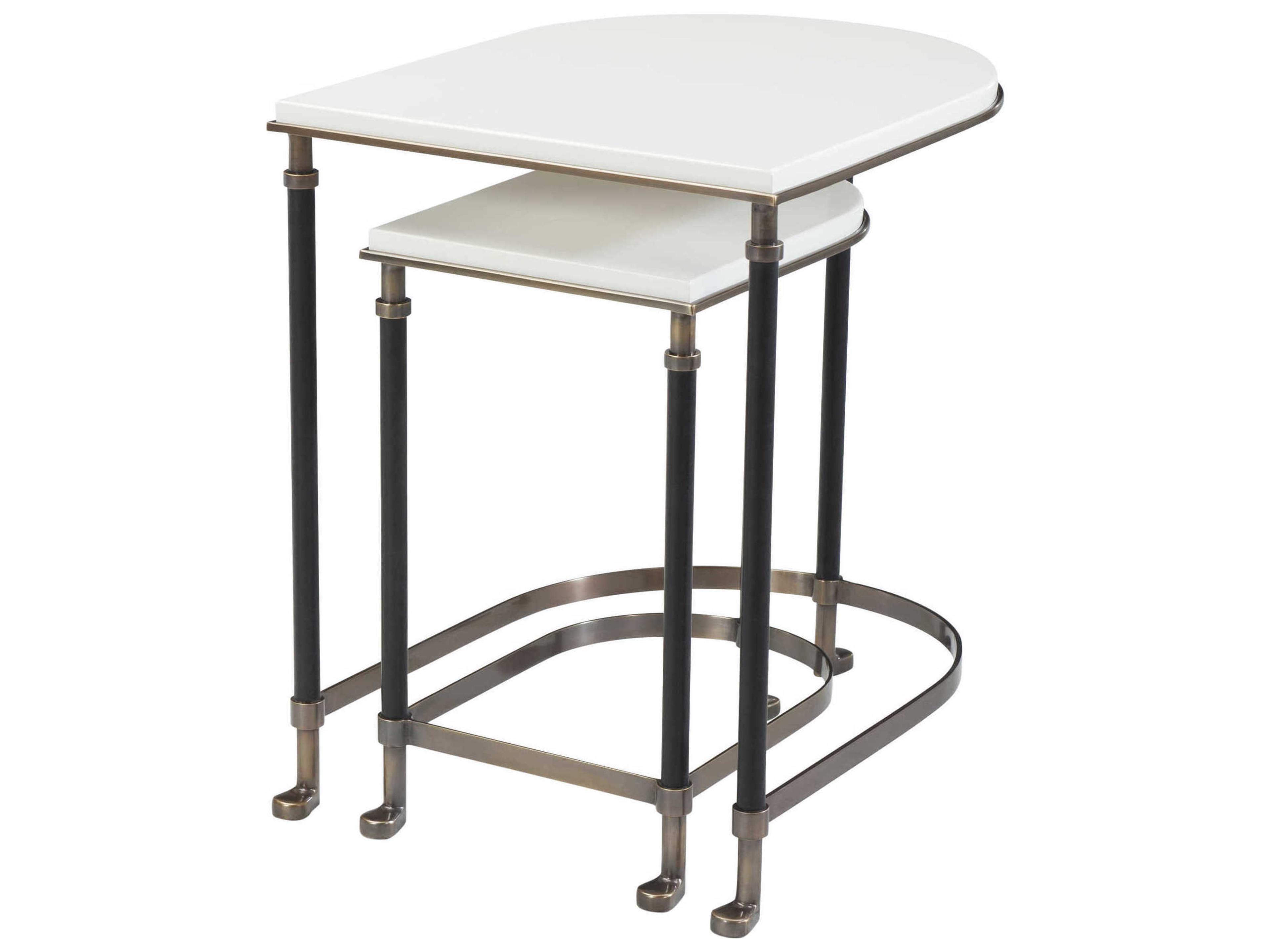 Theodore Alexander Composition Oval Metal Brass Iron End Table
