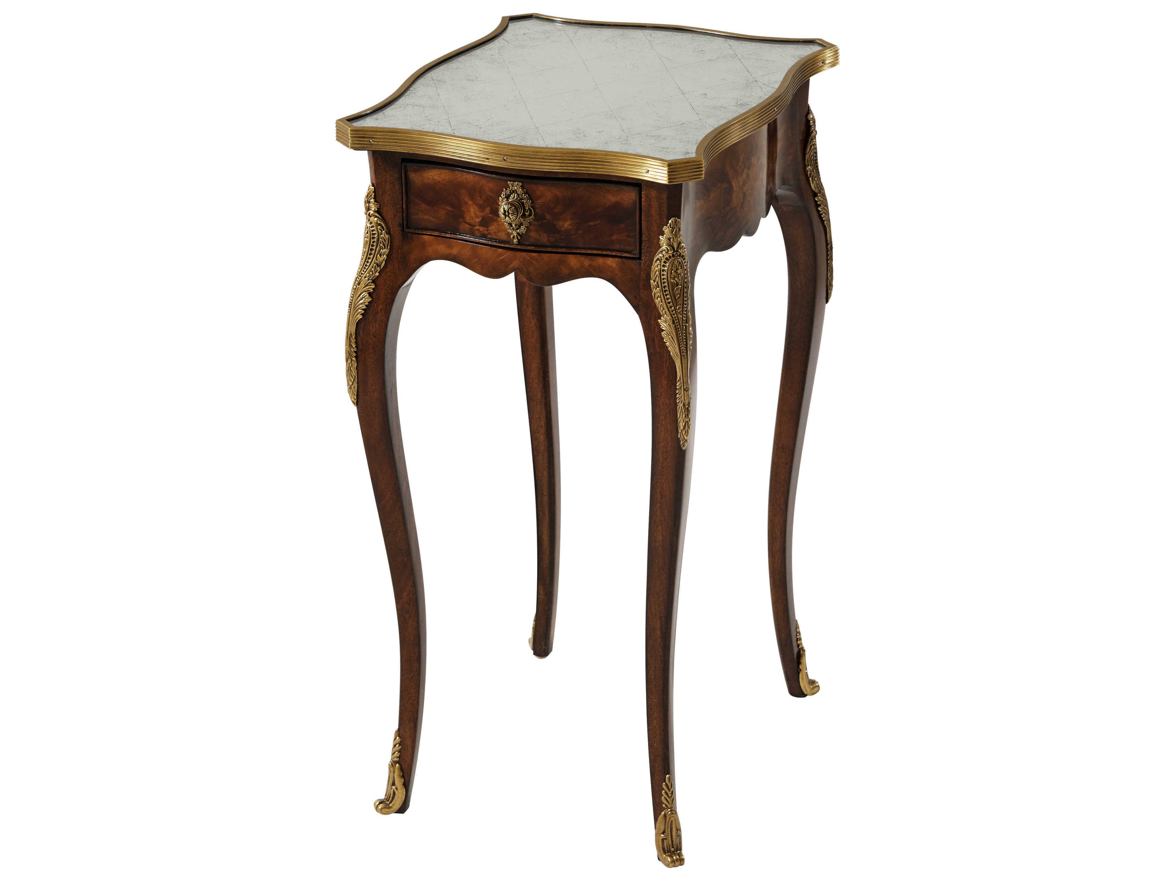 Essential Rectangular Wood Mahogany Brass End Table