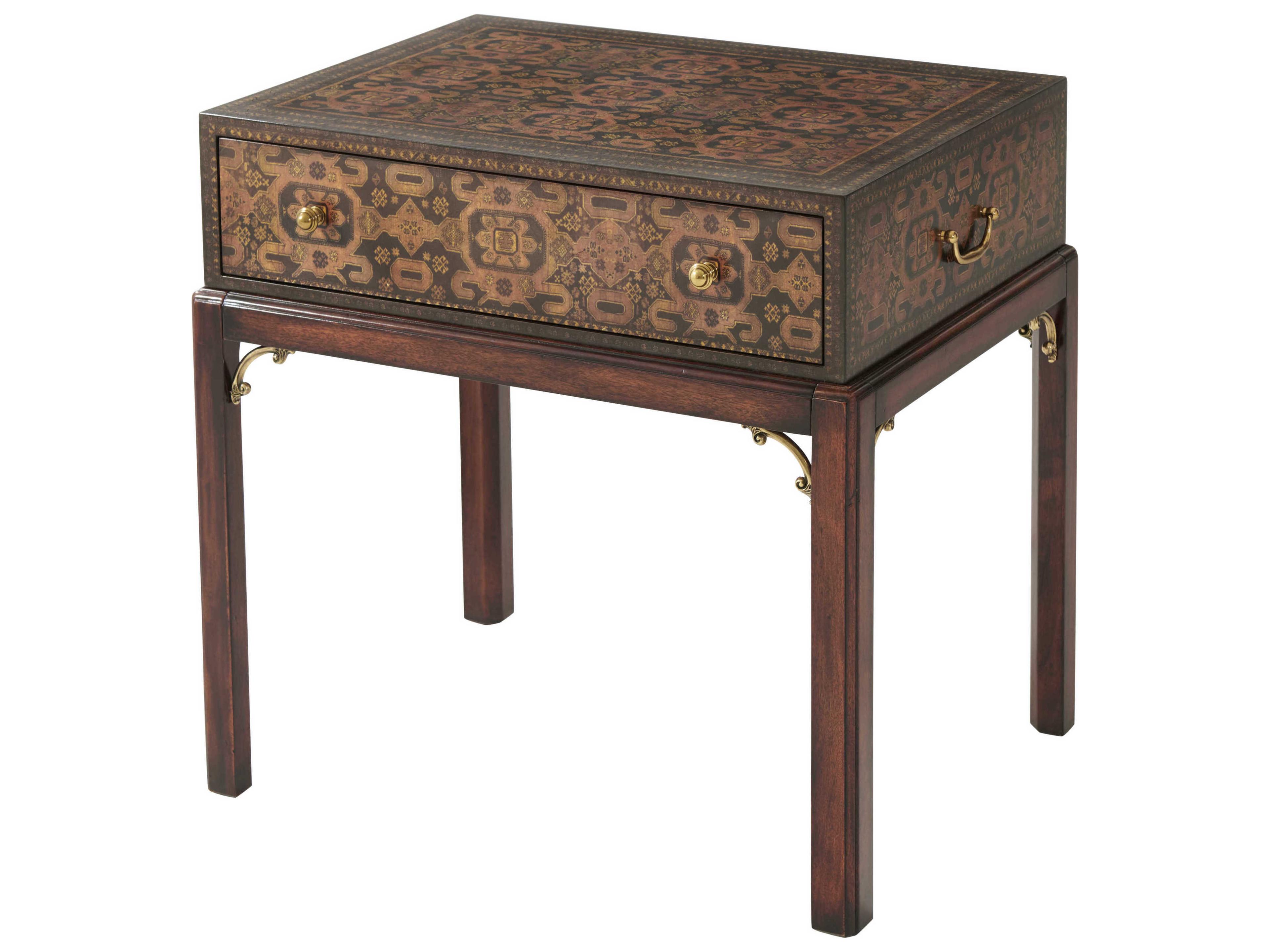 Essential Rectangular Wood Acacia Decoupage End Table